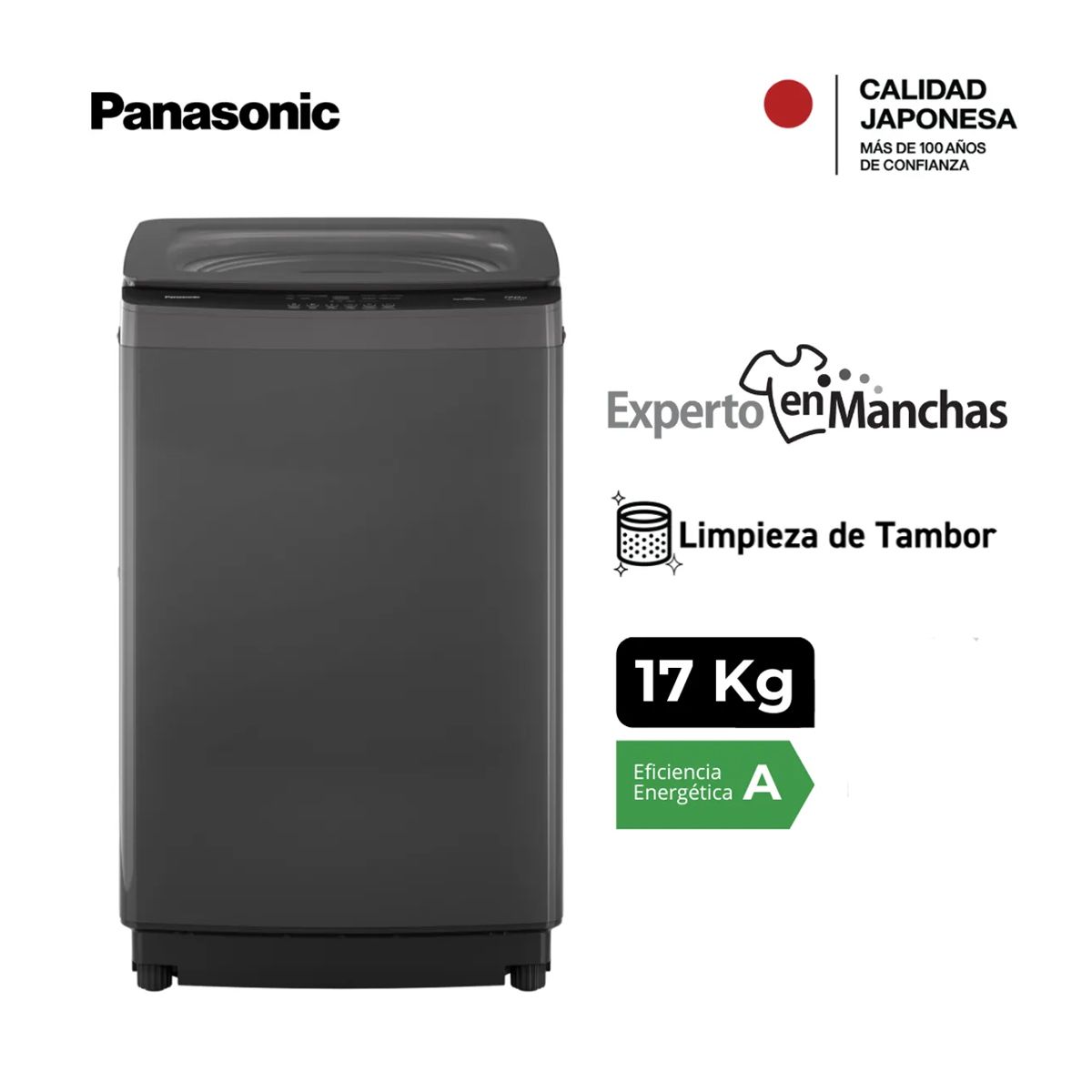 Panasonic - Lavadora de carga superior 17kg NA-F17JB1BRH