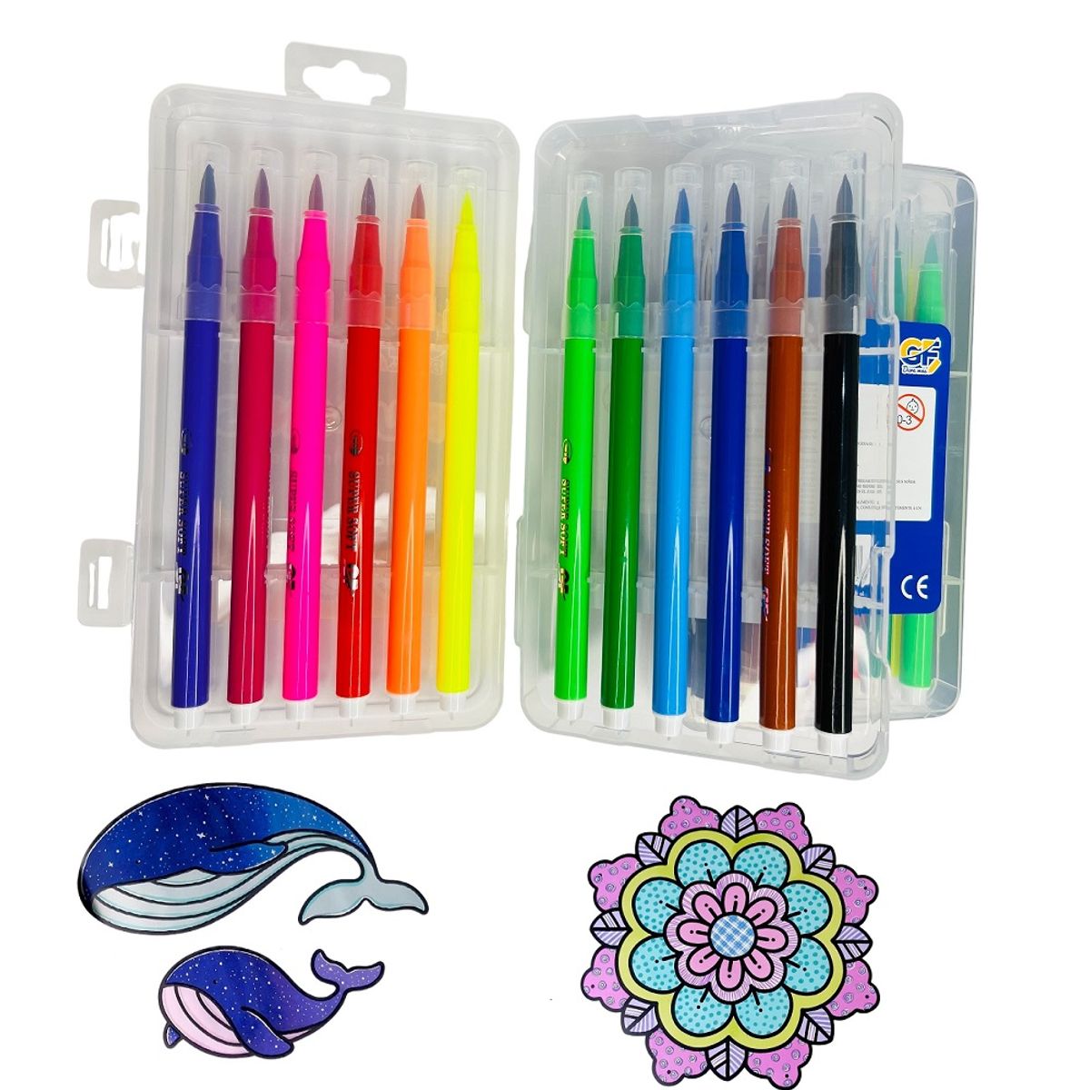 GENERICO - Set de 12 Plumones punta pincel coloridos