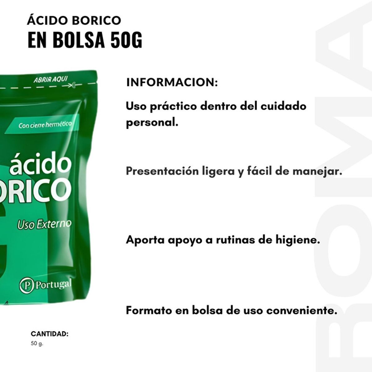 PORTUGAL - PACK 3 ÁCIDO BÓRICO EN BOLSA 50G PORTUGAL