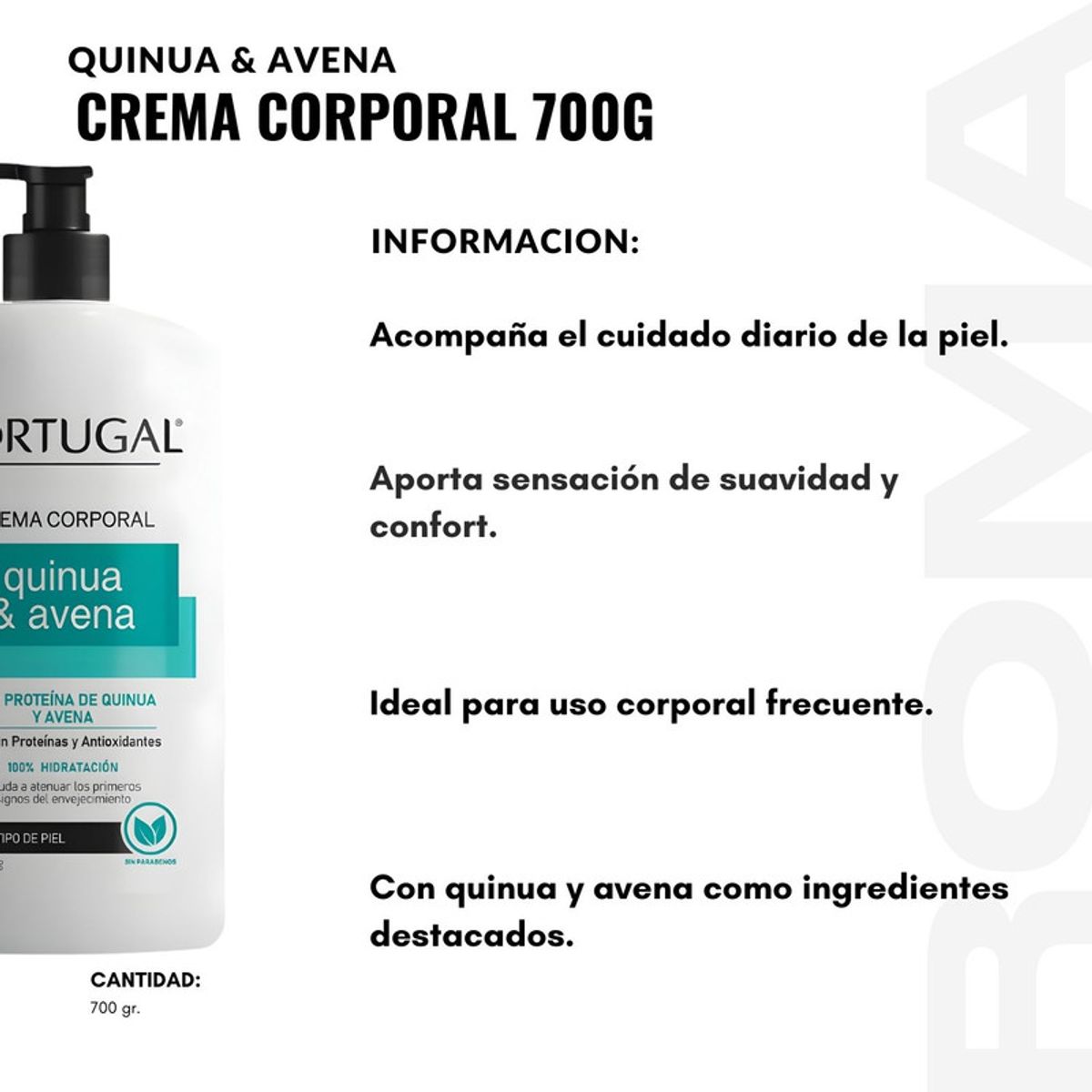 PORTUGAL - PACK 3 QUINUA & AVENA CREMA CORPORAL 700G PORTUGAL