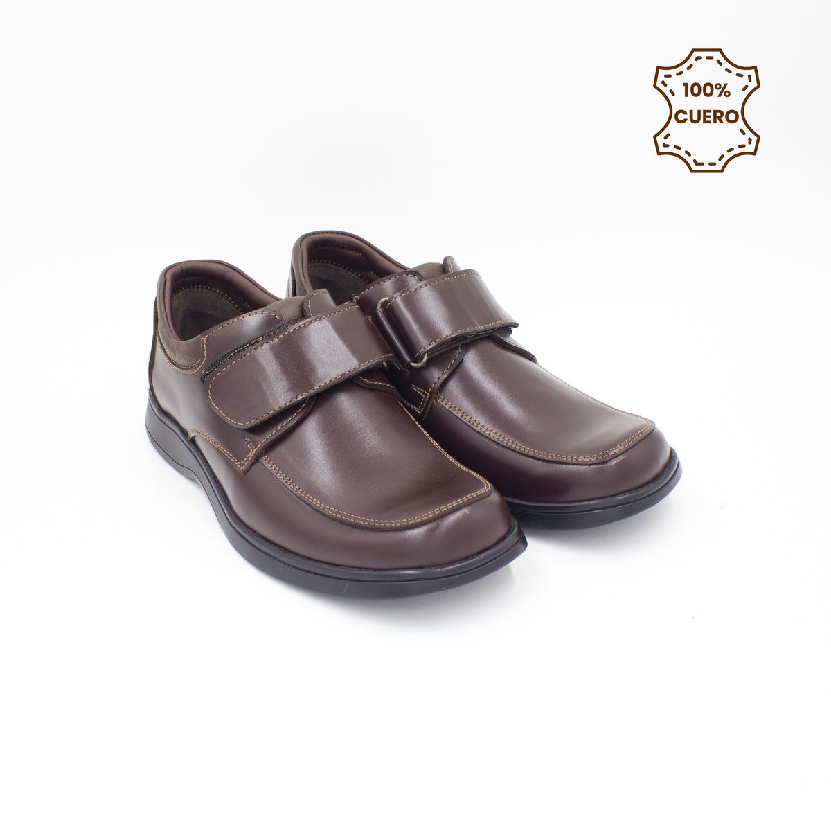FAR WEST - Zapatos Escolares - Colegio Pega Pega Niño Liam Cuero Marrón