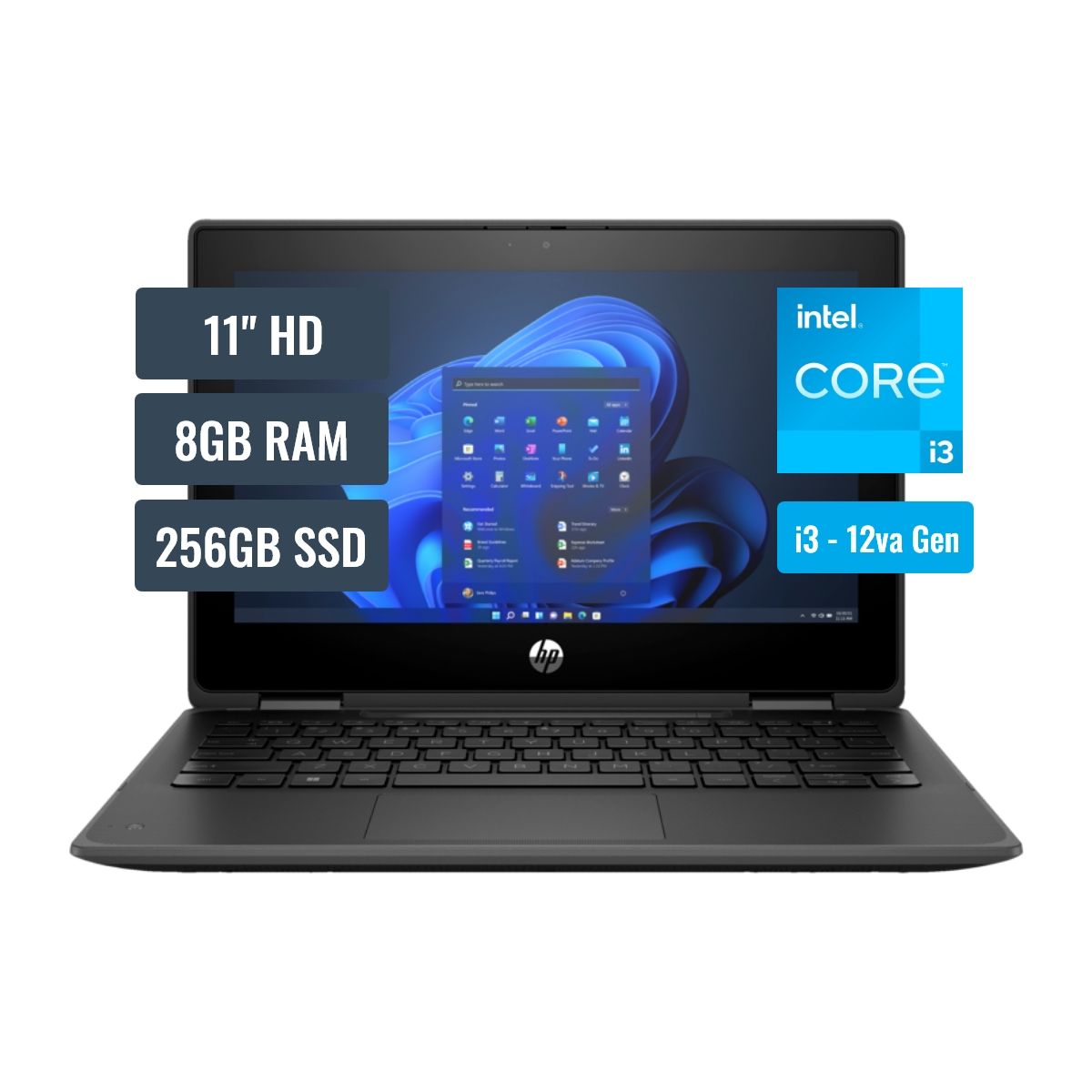 HP - Combo Laptop HP Pro x360 Fortis G10 Intel Core i3 1210U 8GB RAM 256GB SSD 11 HD Windows 11 Pro + Office