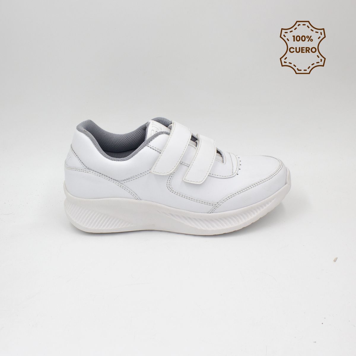 FAR WEST - Zapatillas Escolares - Colegio Pega Pega Niño y Niña Sport Cuero Blanco