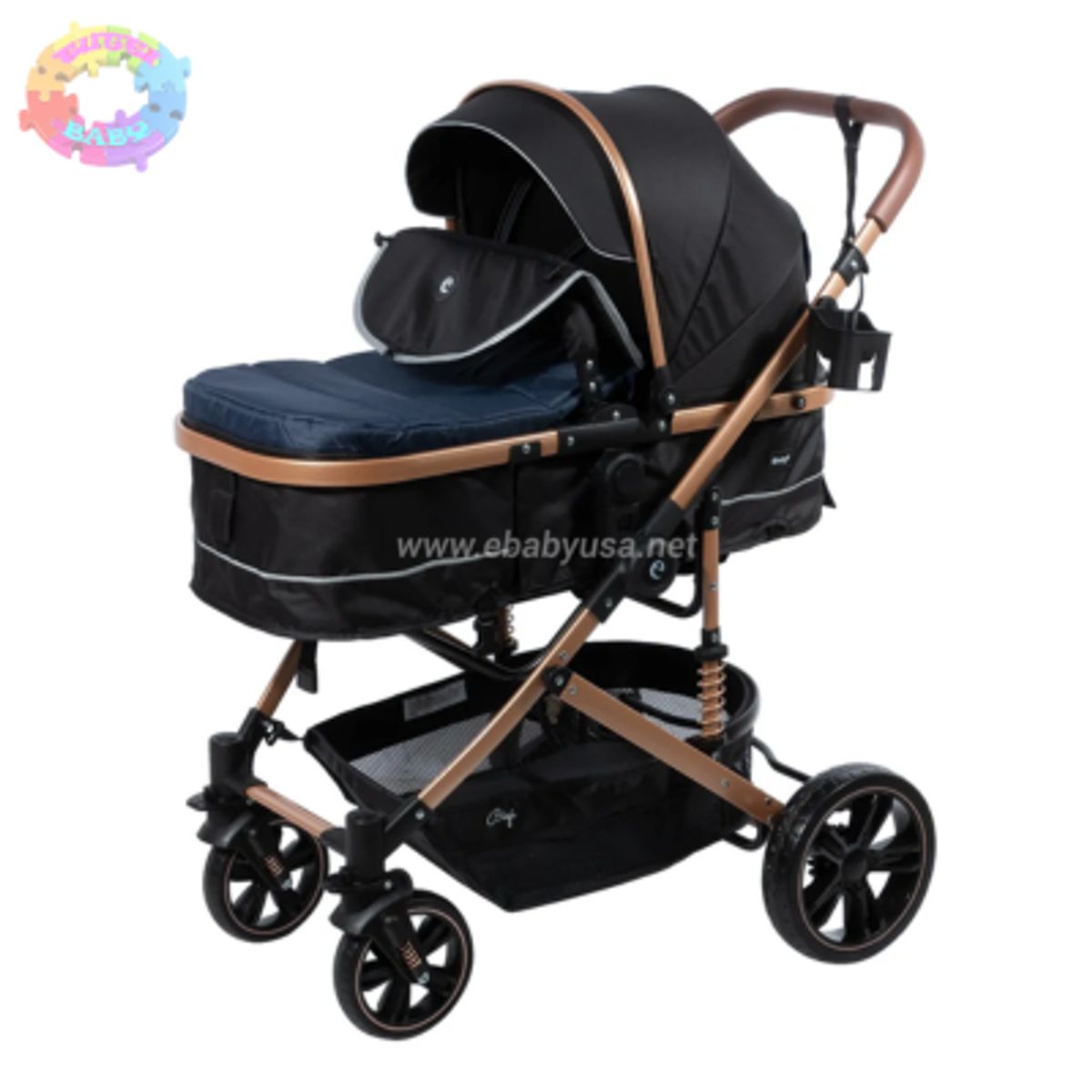 EBABY - COCHE DE LUJO INCLUYE TULL MOISES DE LUJO - AZUL
