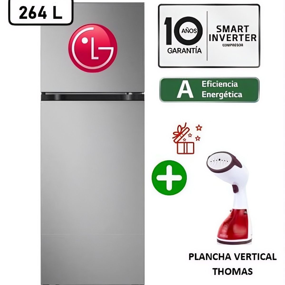 LG - Refrigeradora LG VT26BPY 264L Linear Cooling Top Freezer Plateada