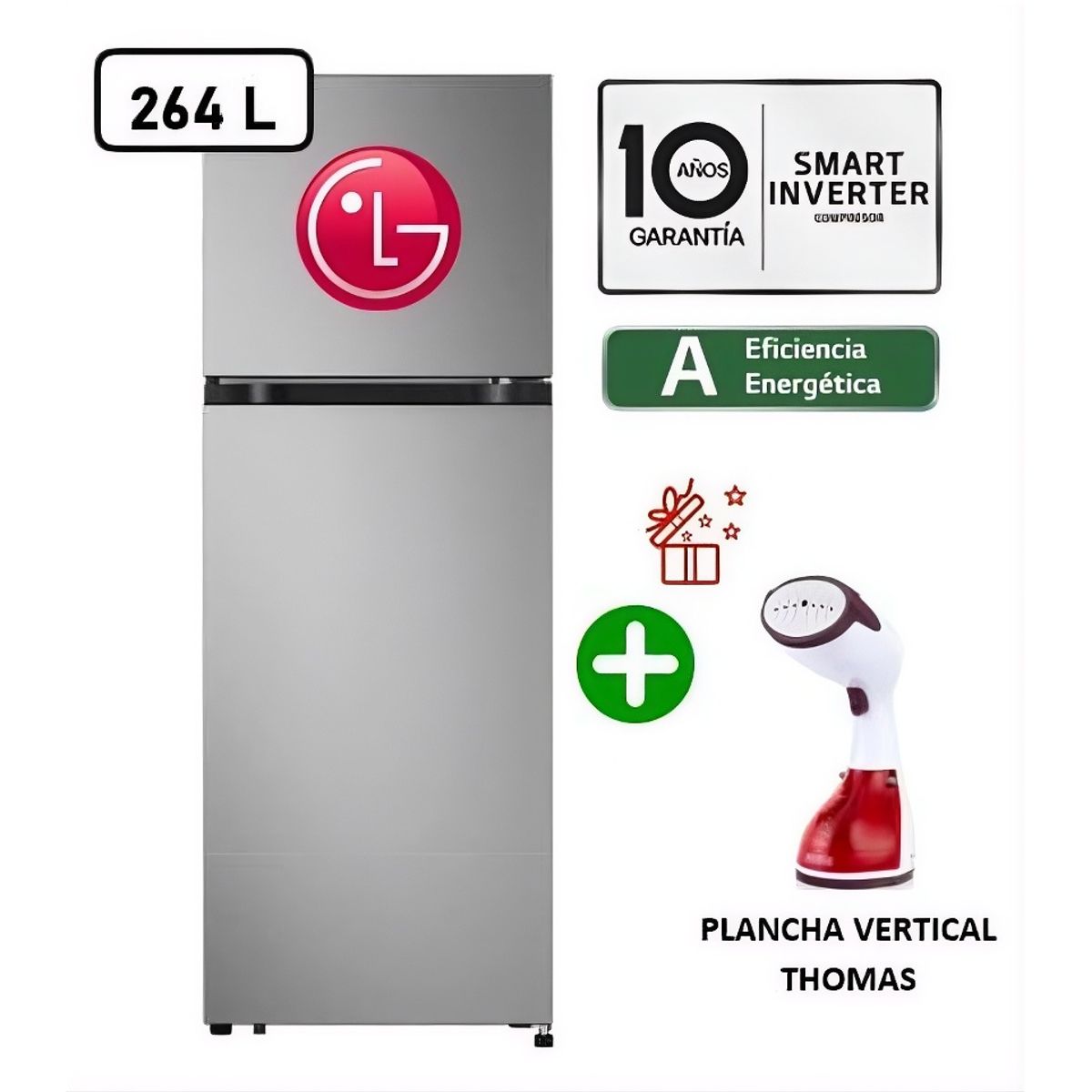 LG - Refrigeradora LG VT26BPY 264L Linear Cooling Top Freezer Plateada