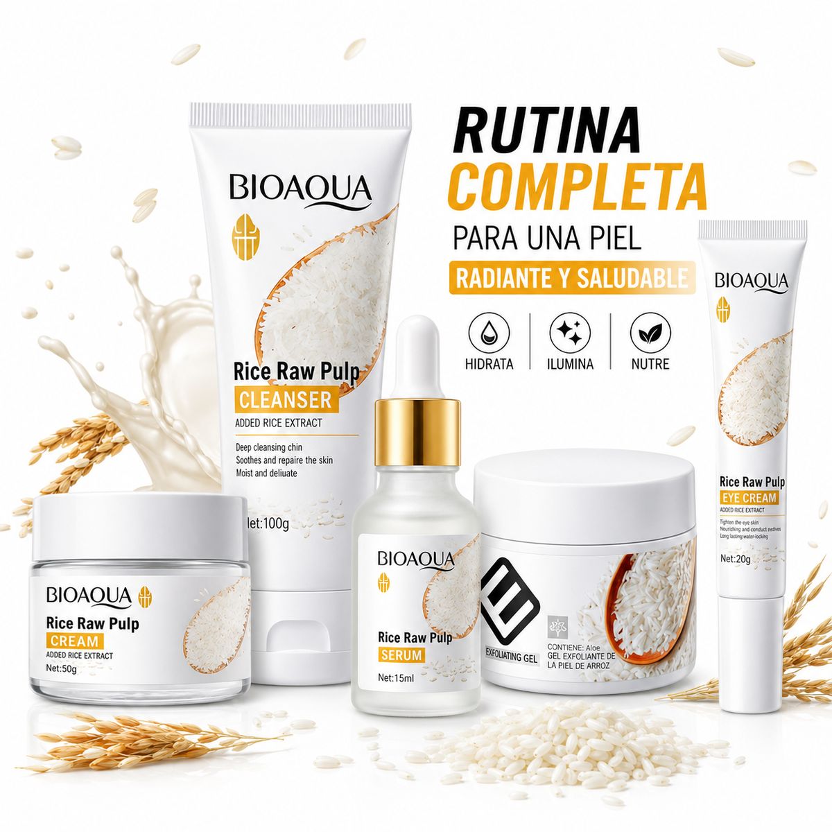 BIOAQUA - KIT SKINCARE ARROZ 5 PZS BIOAQUA