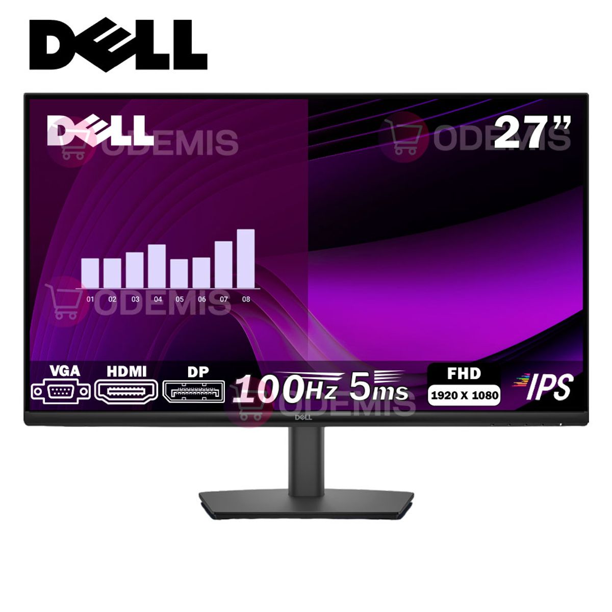 DELL - Monitor Dell E2725HM de 27 Full HD IPS 100Hz 5ms Conectividad HDMI y DisplayPort