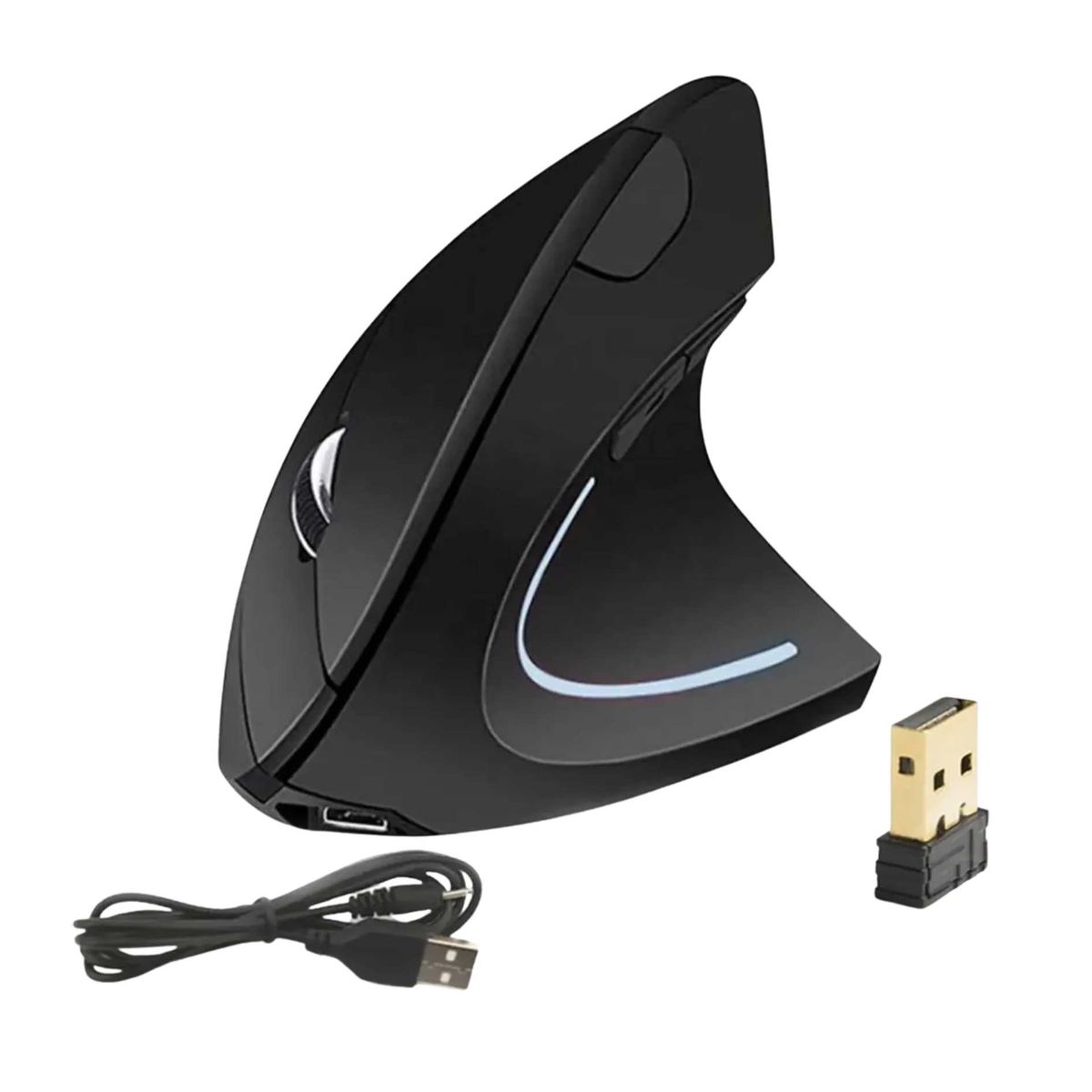 SEISA - Mouse Ergonómico Vertical Inalámbrico Recargable para PC Laptop USB 2400  DPI
