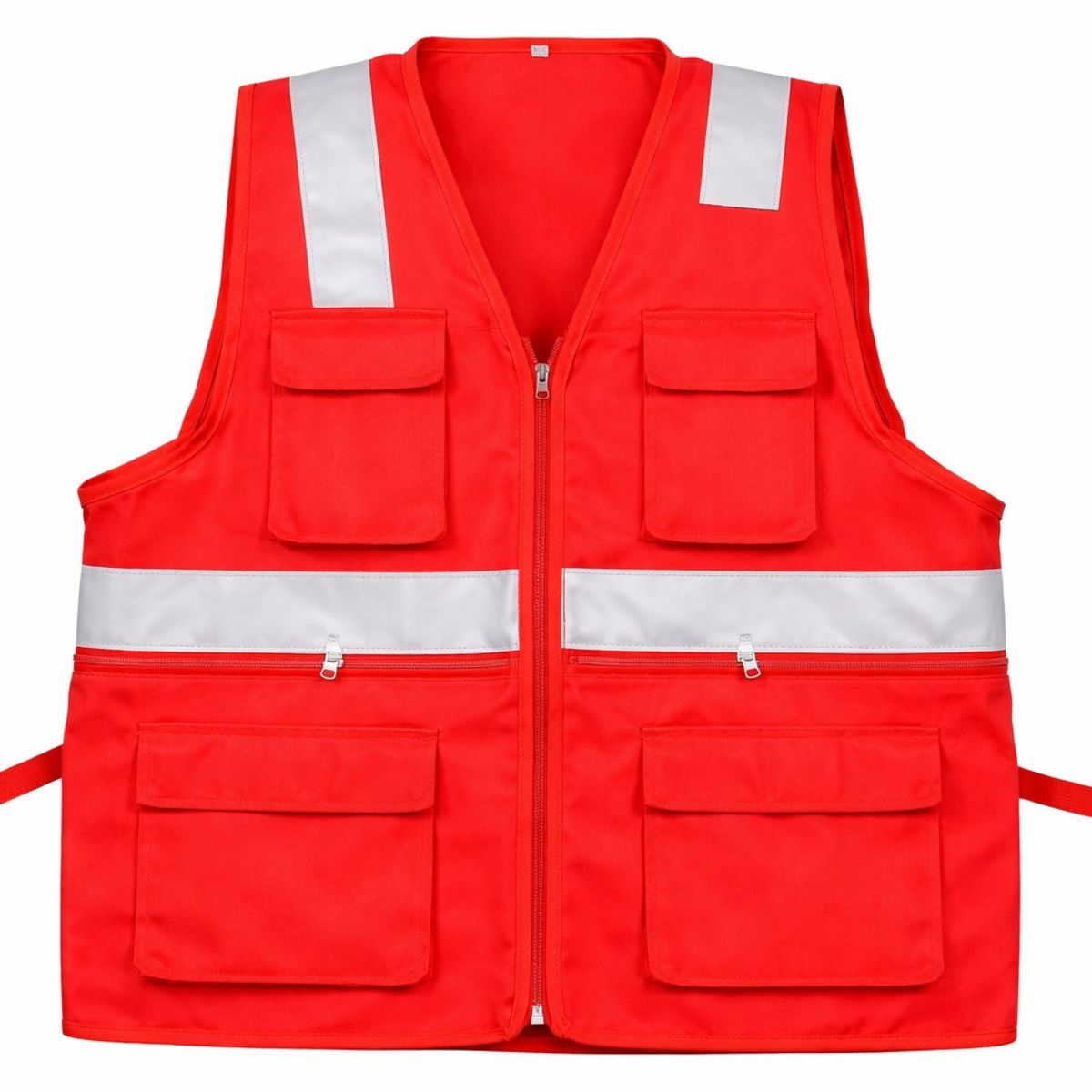 CHALECO MULTIFUNCIONAL MARCA WORKFORCE  ALTA VISIVILIDAD DRIL ROJO TALLA M, marca WORKFORCE - Foto Principal
