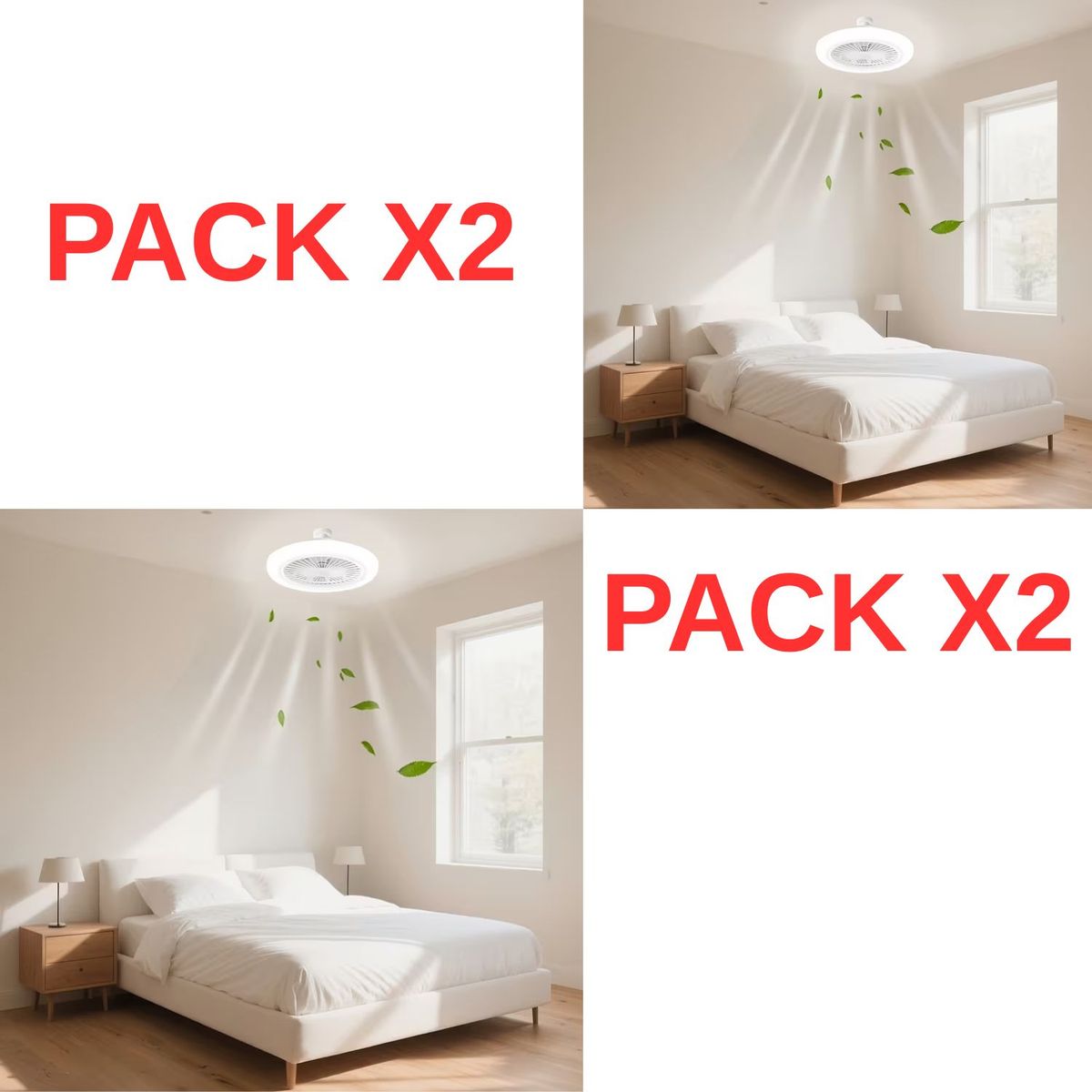 ROHS - PACK X2 Foco Ventilador  LED con Control 2 en 1