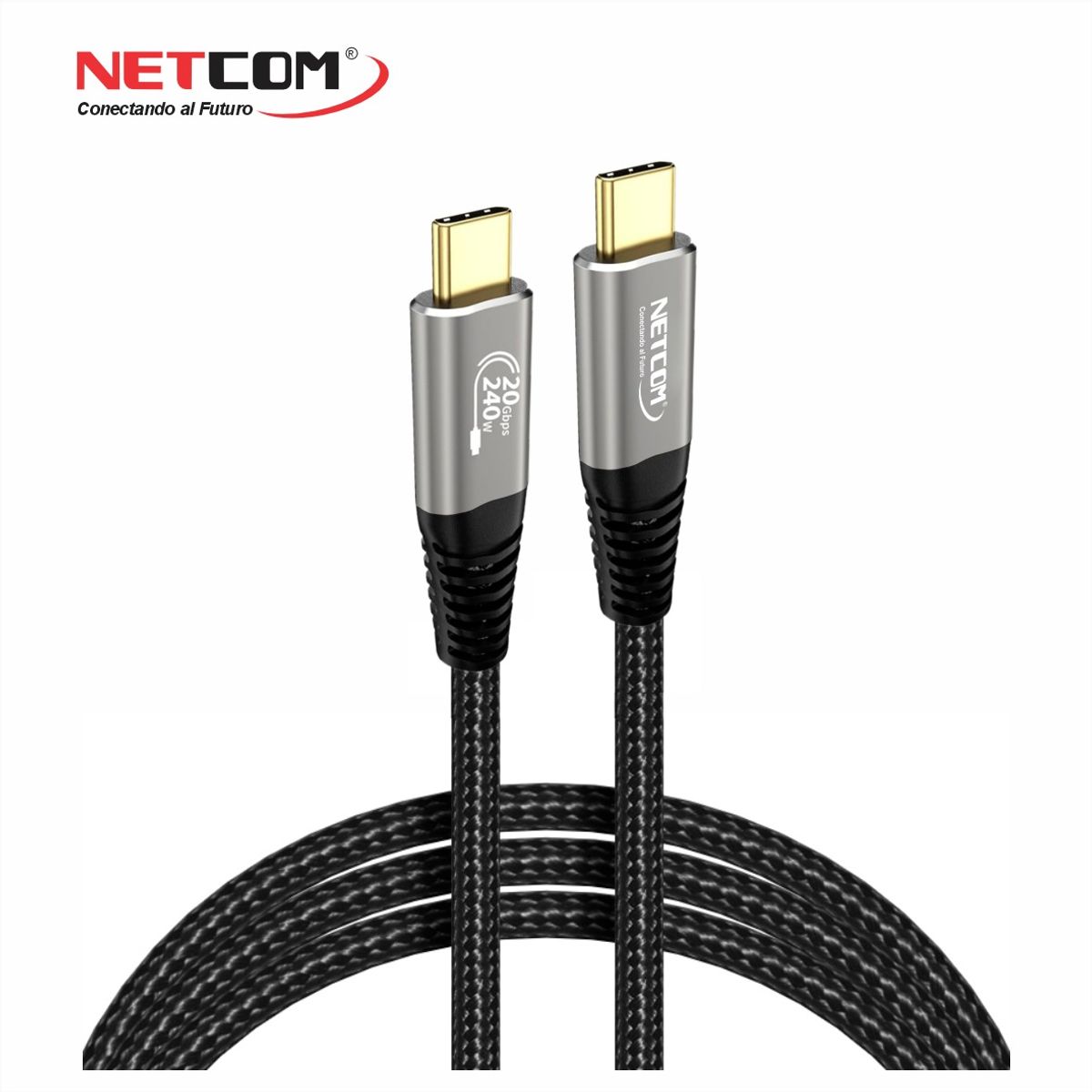 GENERICO - CABLE USB-C a USB-C 3.2 Gen2x2 DE 3 MTS PD240W CARGA, DATOS 20Gbps  & VIDEO UHD 4K@60Hz  - NETCOM