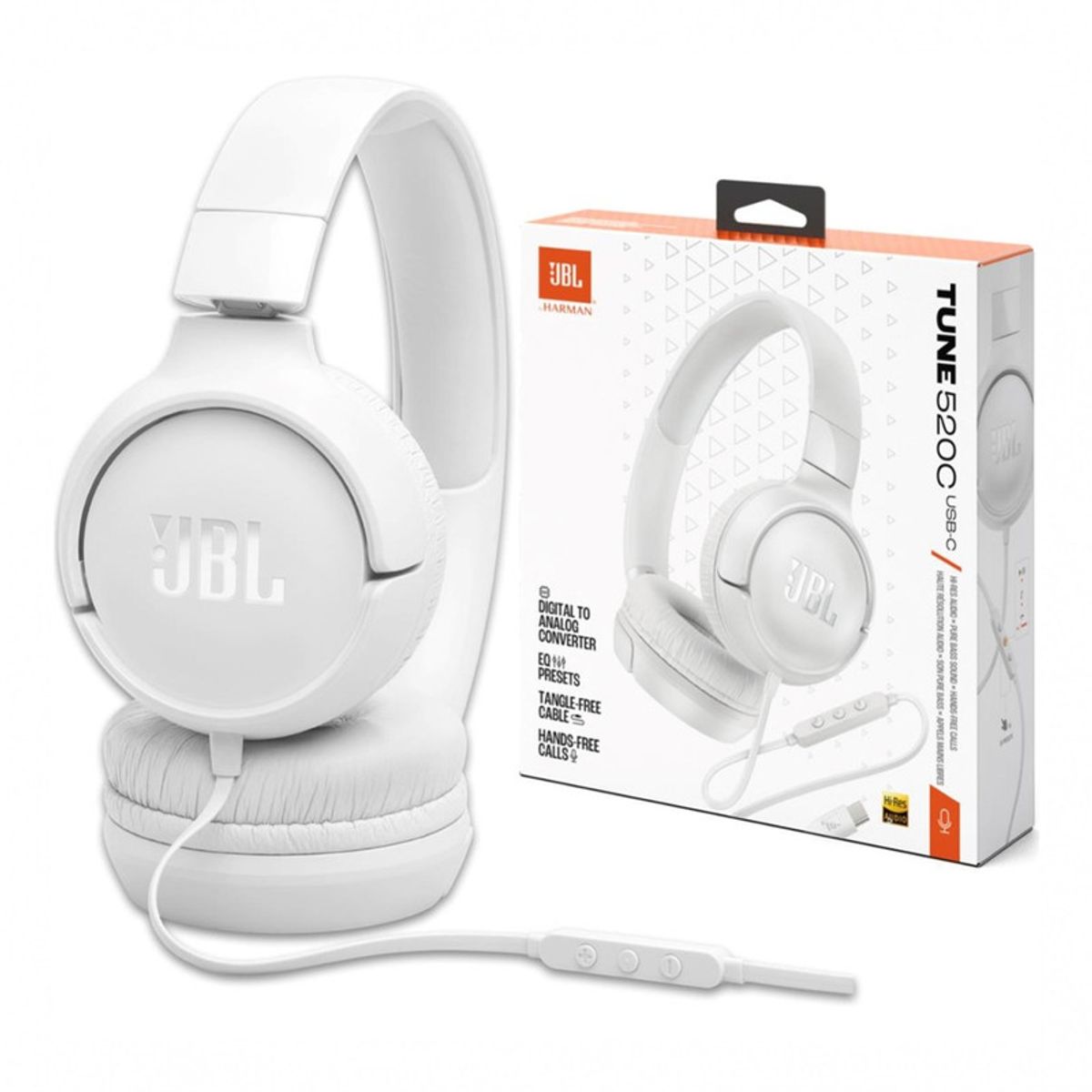 JBL - AUDIFONOS JBL TUNE 520C Con Conector USB C Hi RES - BLANCO