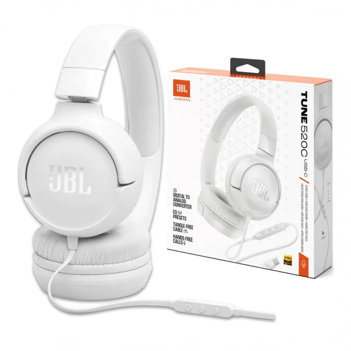 JBL - AUDIFONOS JBL TUNE 520C Con Conector USB C Hi RES - BLANCO