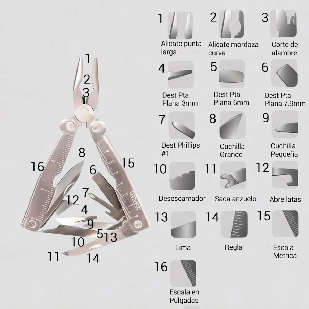 STANLEY - Stanley 92-841 Herramientas Multifuncional 16 En 1 Portatil