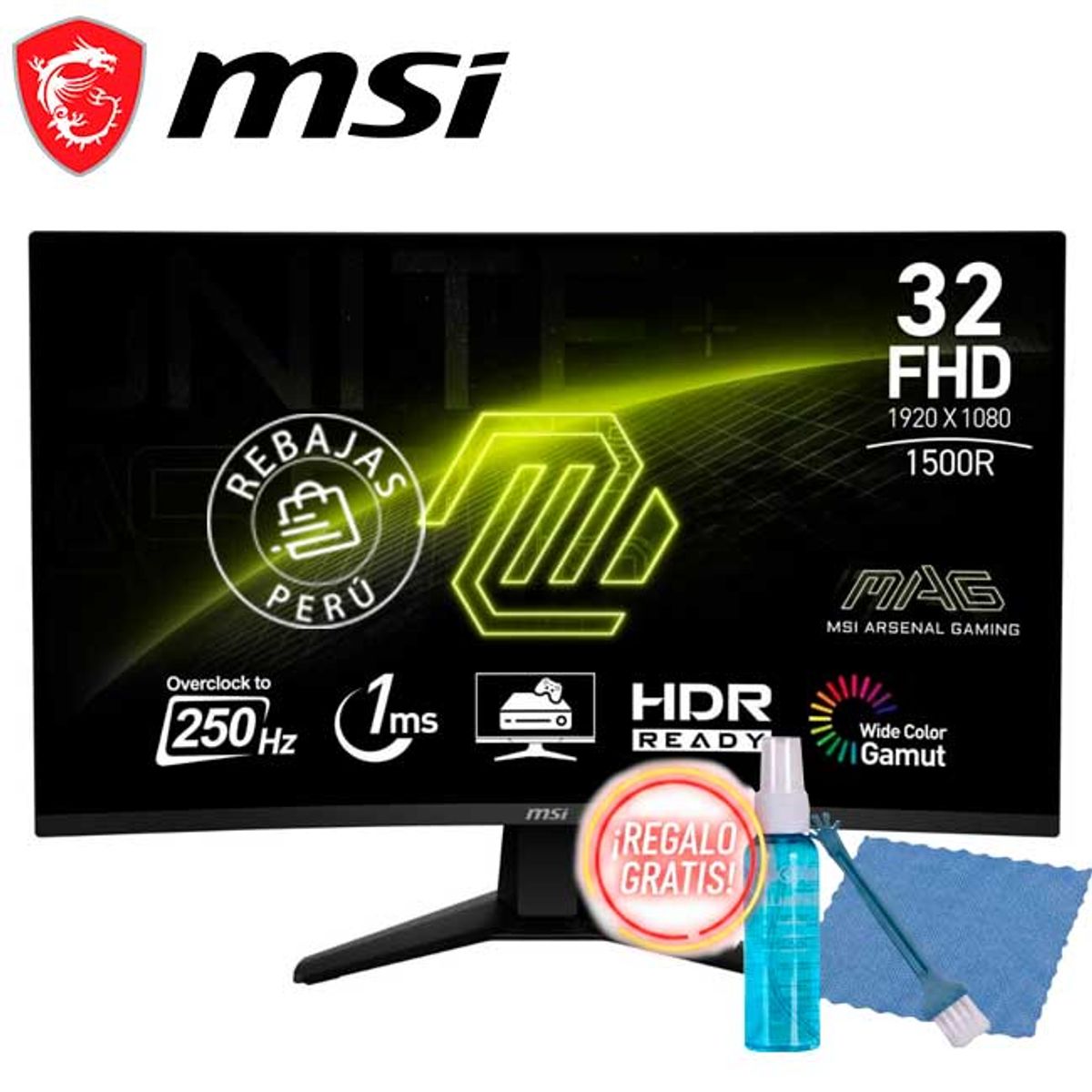 MSI - Monitor Curvo Gaming MSI MAG 32C6X 32″ FHD 250Hz VA 1500R