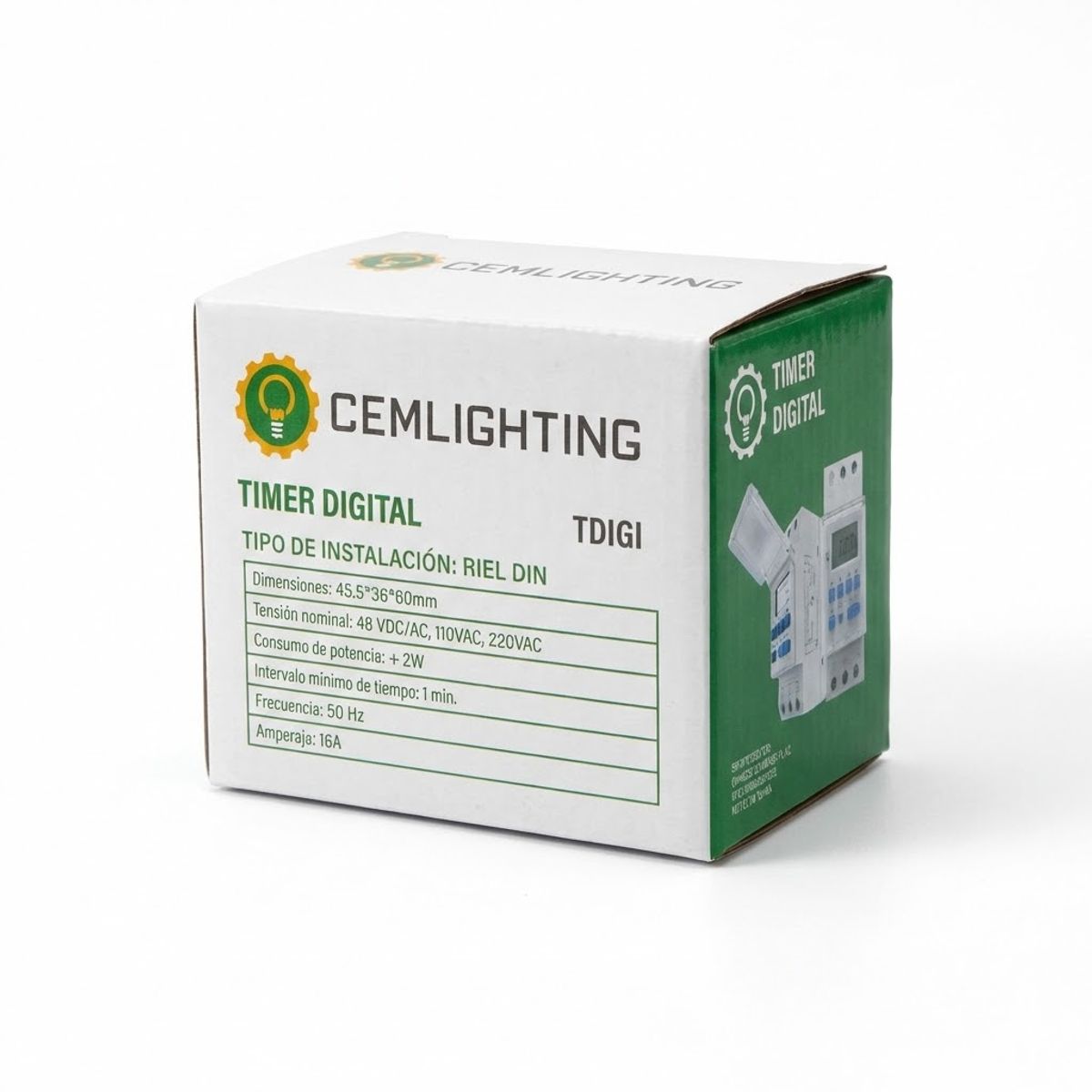 CEMLIGHTING - Timer Digital Programable 16A para Riel DIN  Temporizador Horario Eléctrico