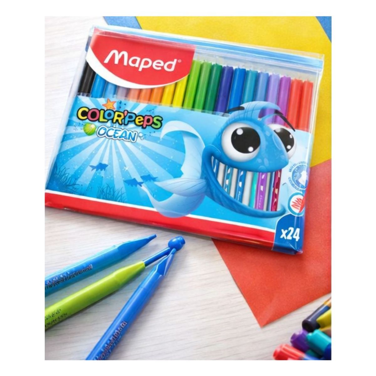 GENERICO - Set de Plumones Escolares Maped Color’Peps Ocean 24 Colores