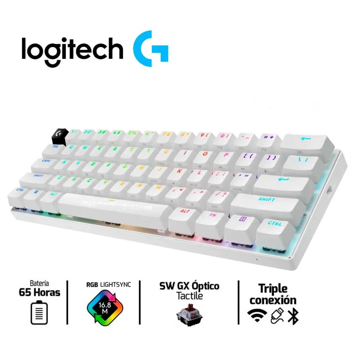LOGITECH - TECLADO LOGITECH PRO X 60 LIGHTSPEED BT/ÓPTICO/65 HRS/RGB WHITE