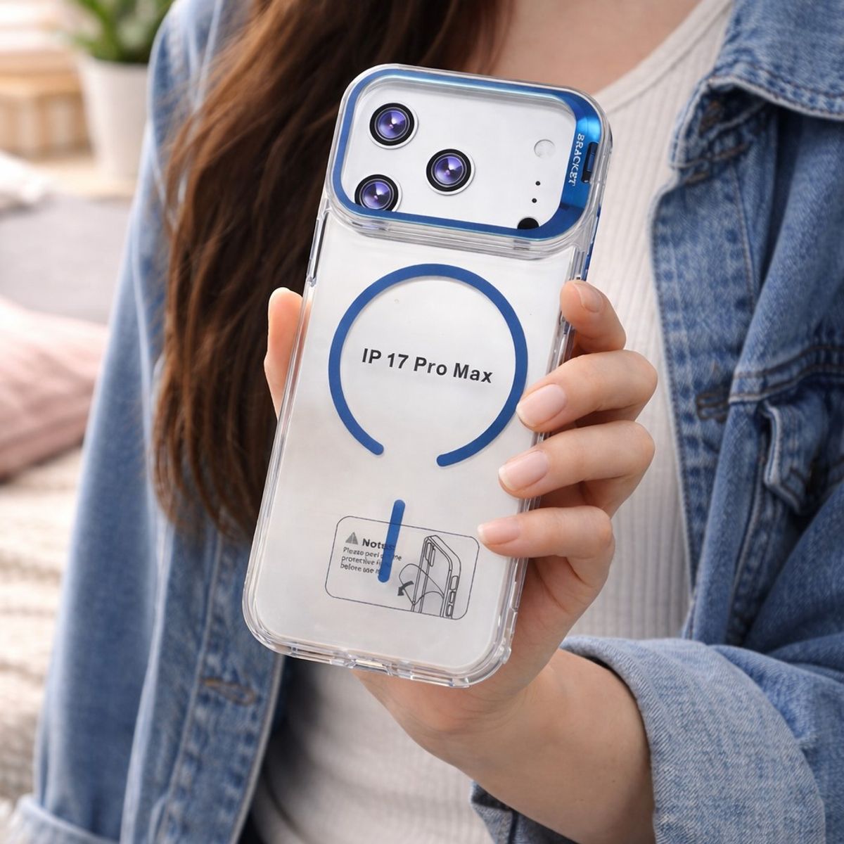 GENERICO - Case Funda Iphone 17 Pro Max Con Magsafe Y Soporte De Camara - Azul