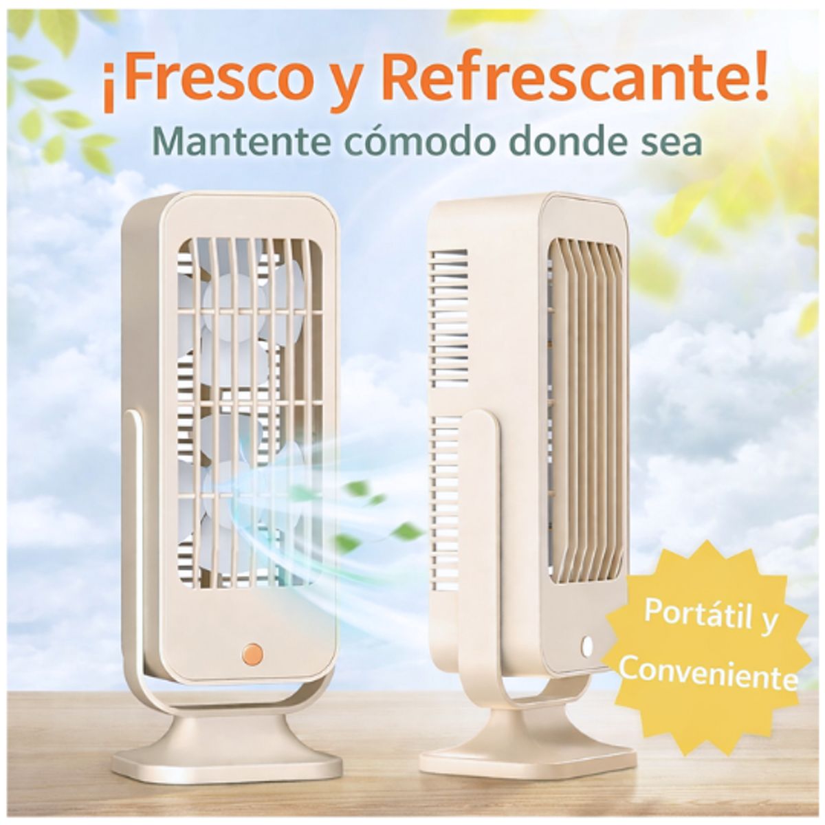 GENERICO - Mini Ventilador de Torre Portátil Ultra Compacto con 3 Niveles de Potencia