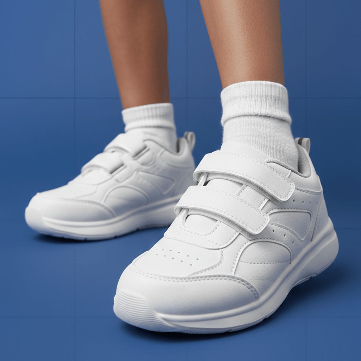 IMPULS - Zapatilla Escolar Cuero Unisex Blanco Delta06