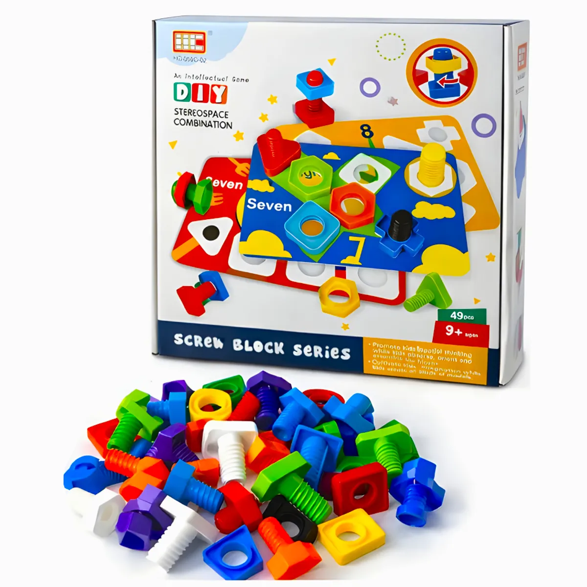 GENERICO - Juego Didáctico de Tornillos y Tuercas de Colores Montessori