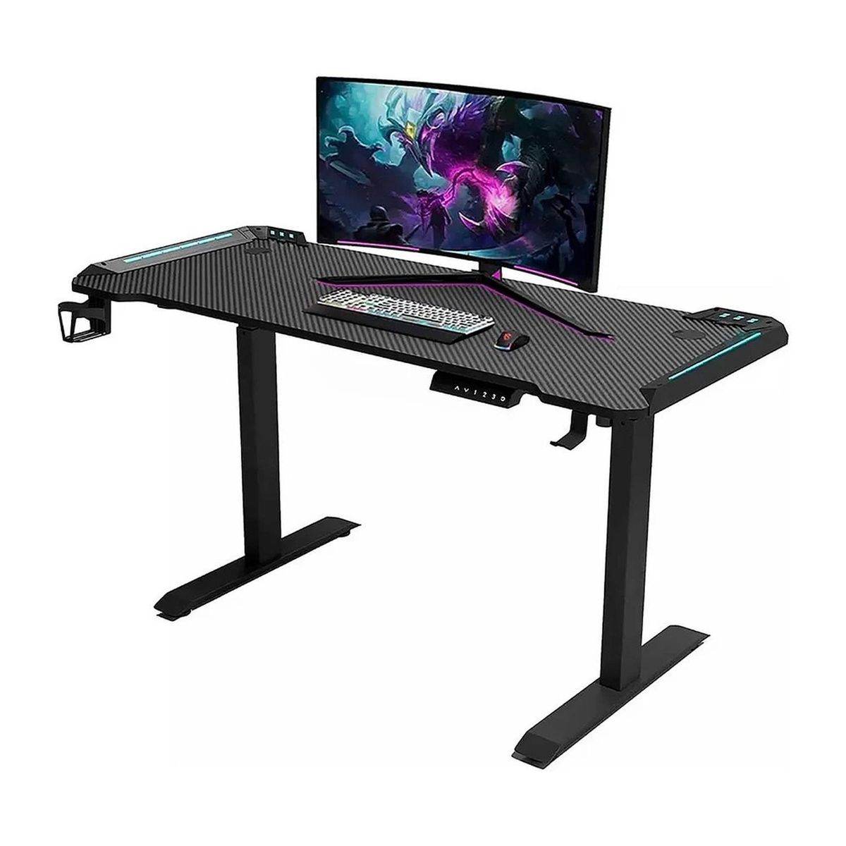 JOTA STORE - Escritorio Eléctrico Gamer Y100-B con Luces RGB y Altura Regulable