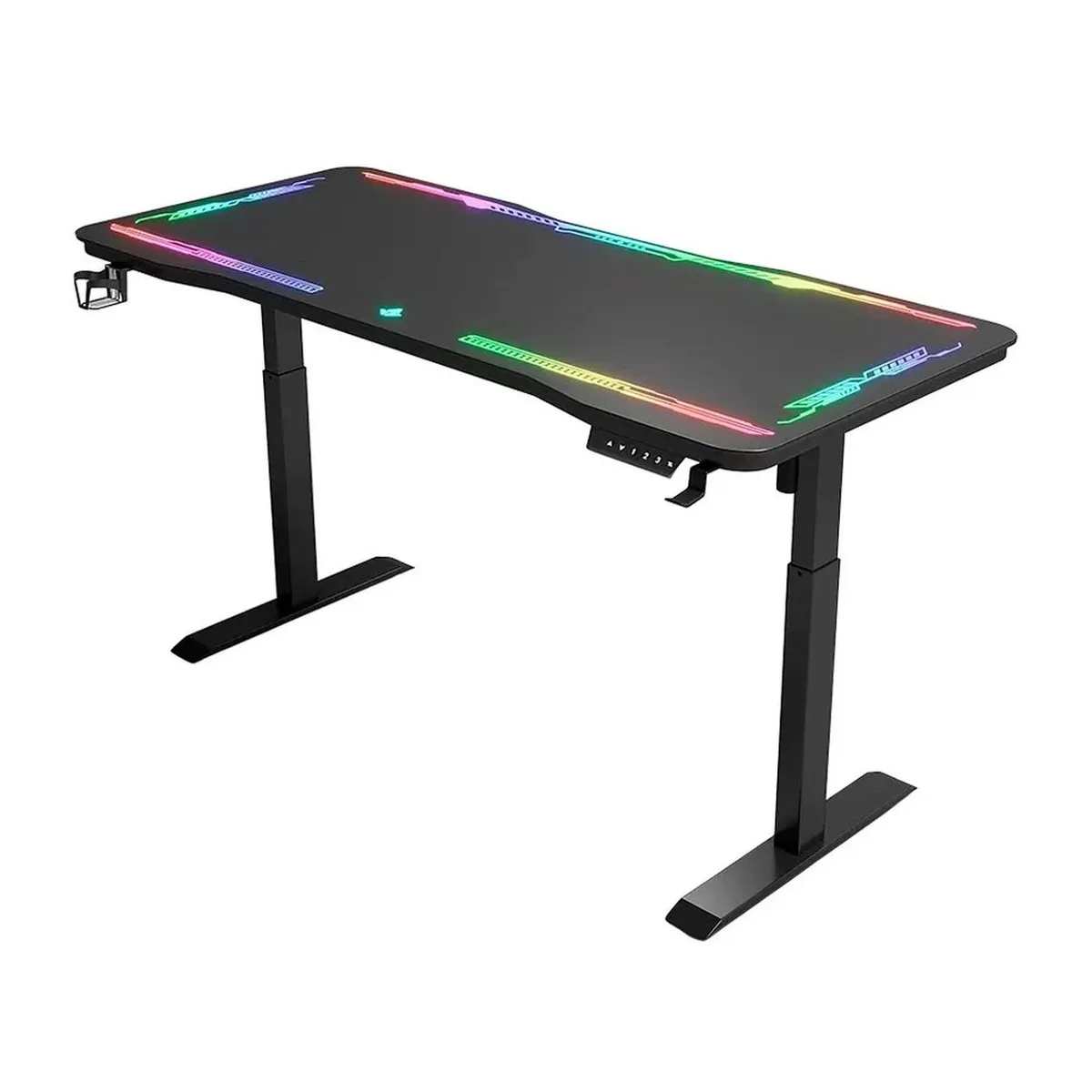 JOTA STORE - Escritorio Eléctrico Gamer Y109 Superficie de Vidrio Templado con Luces RGB y Altura Ajustable