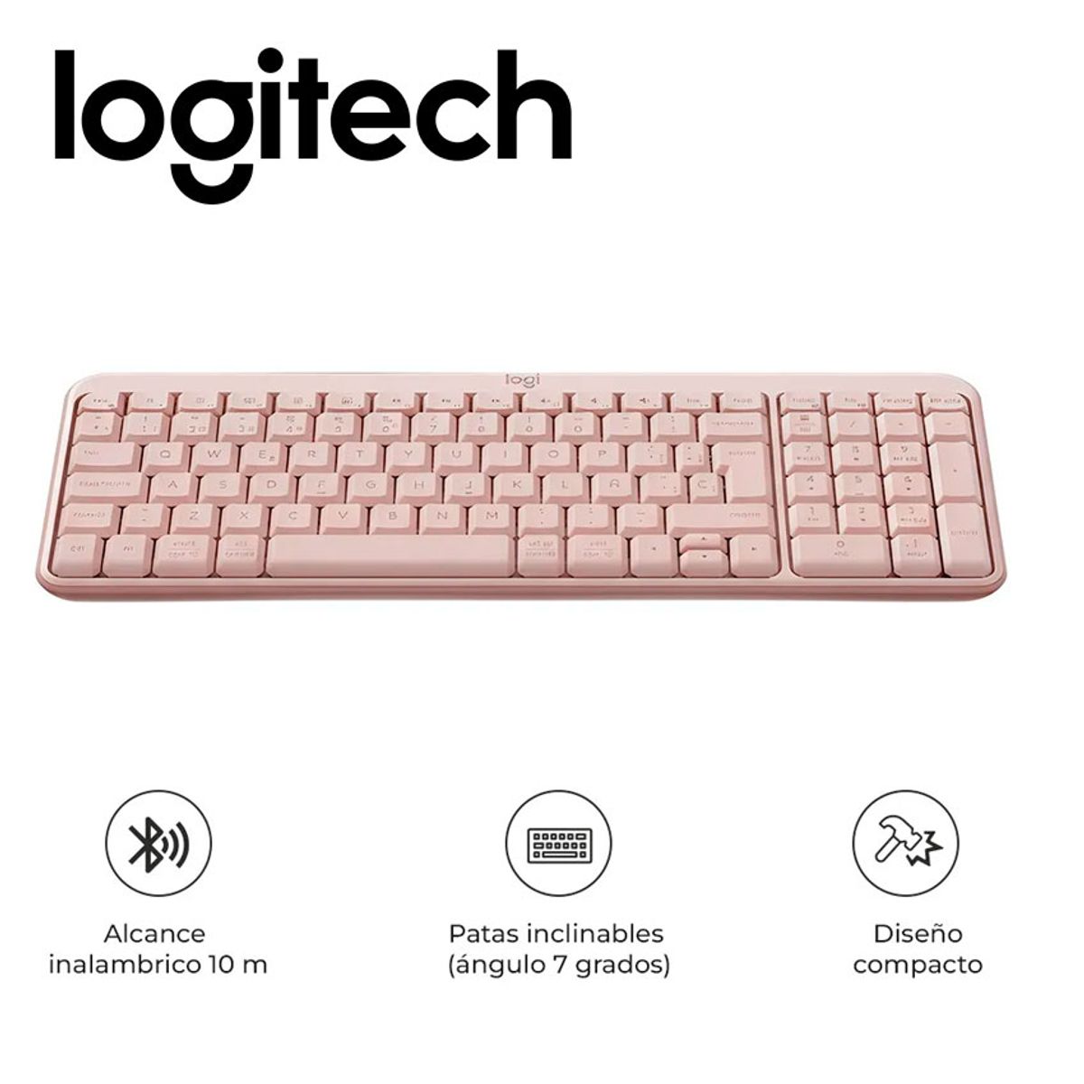 LOGITECH - Teclado Logitech K250 Bluetooth Inalámbrico Español Rose
