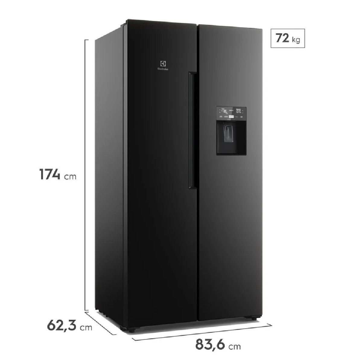 ELECTROLUX - REFRIGERADORA ELECTROLUX ERS45F2P5EB SIDE BY SIDE 419 LT – NEGRO