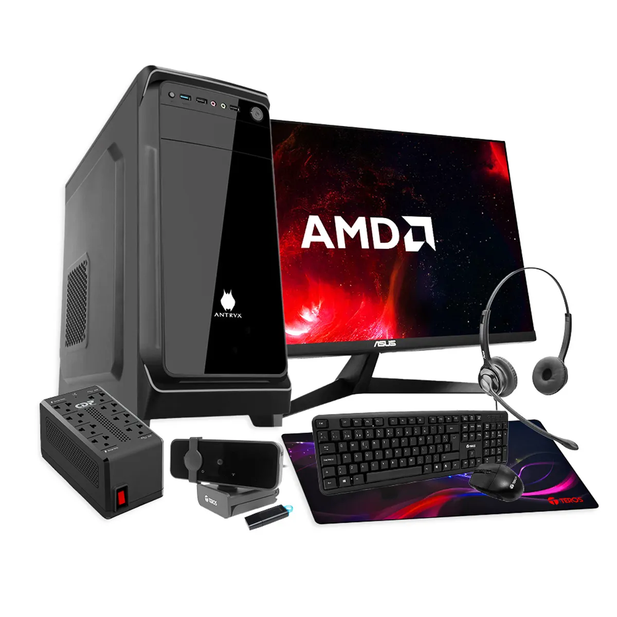 AMD - Computadora PC AMD Ryzen 5 8500G Monitor ASUS 24" FHD RAM 16GB SSD 512GB + KIT COMPLETO