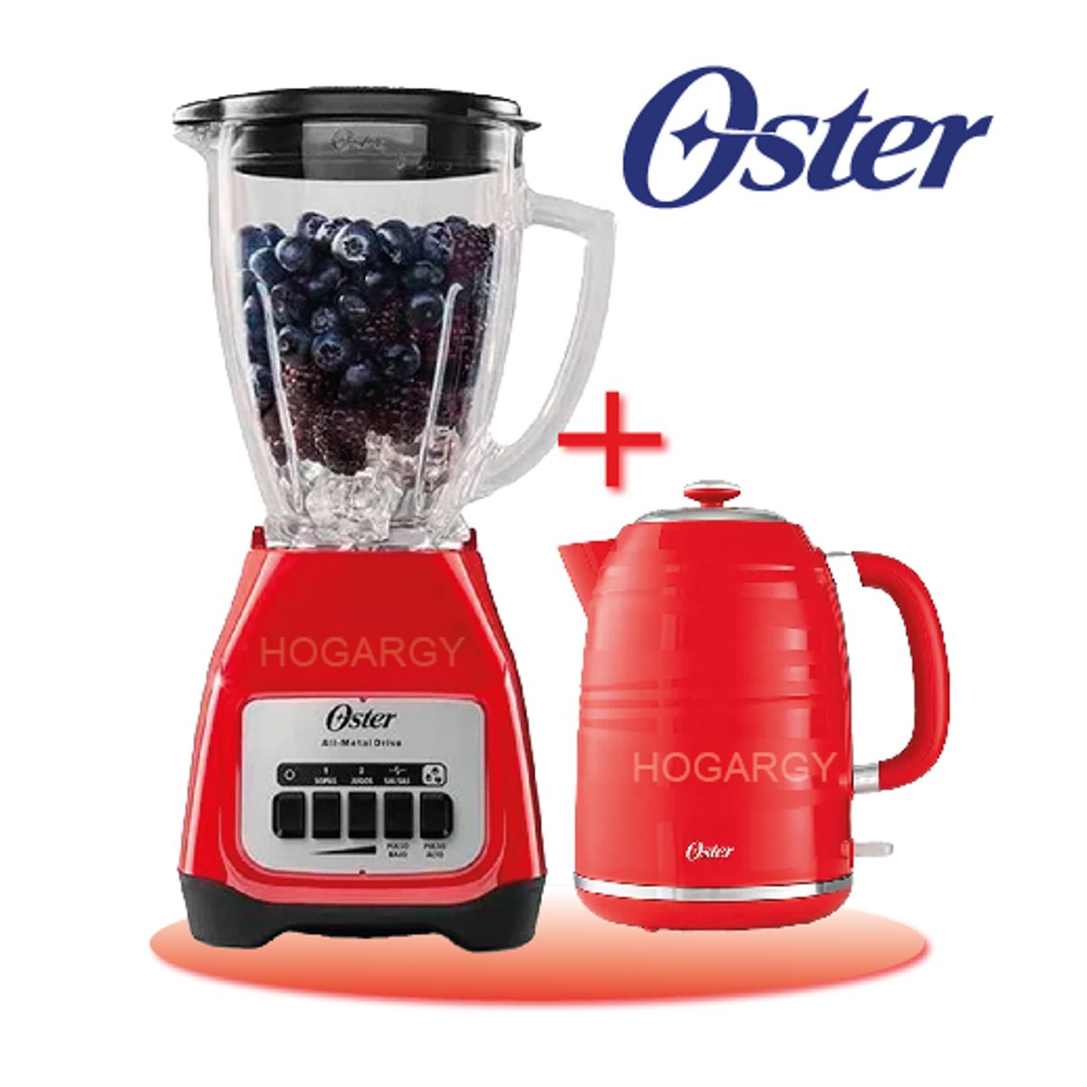 OSTER - Combo Oster Licuadora BLSTKAGRPB 1.5 L + Hervidor eléctrico 1.7 L
