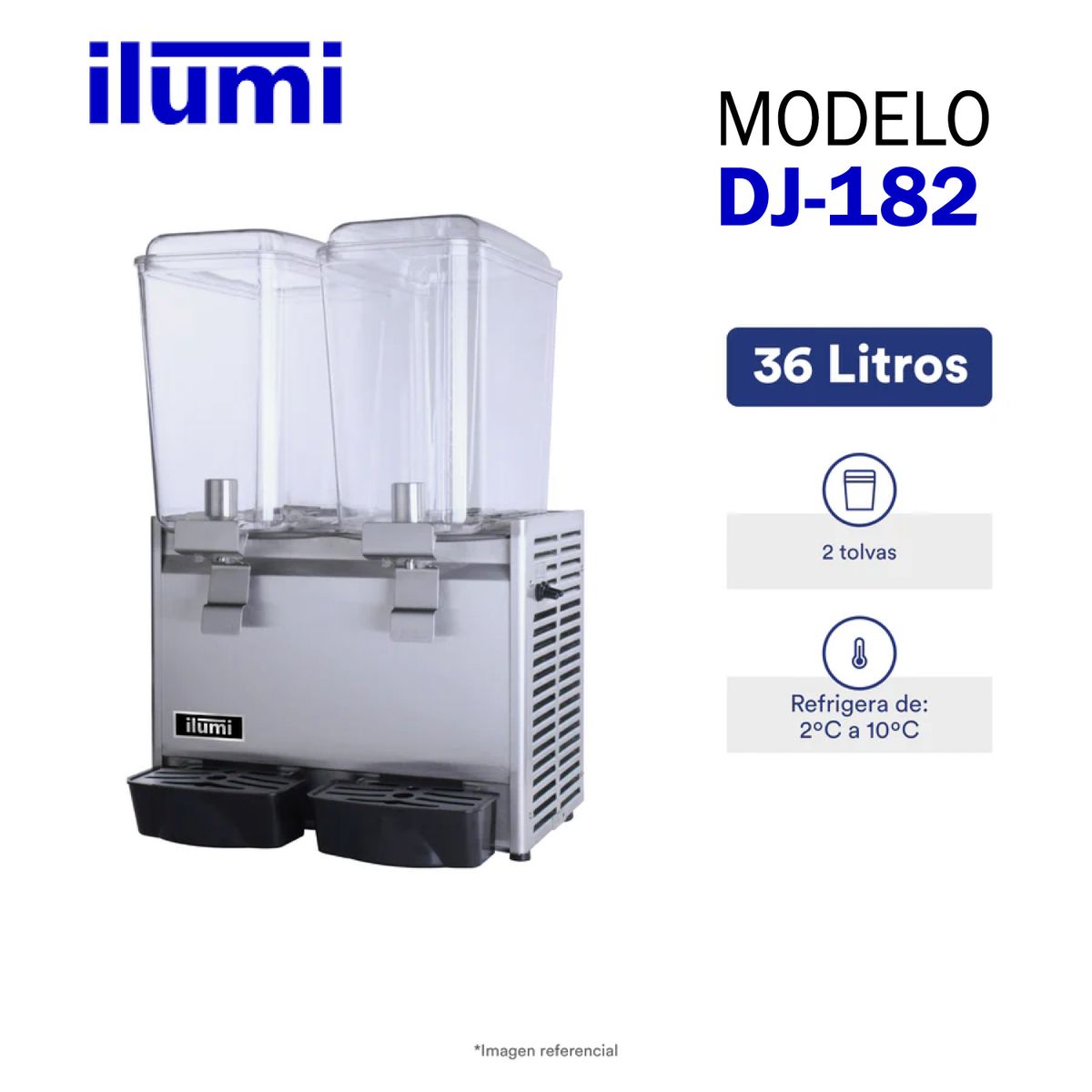 ILUMI - Dispensador de jugos de 36 litros con 2 tolvas - DJ-182