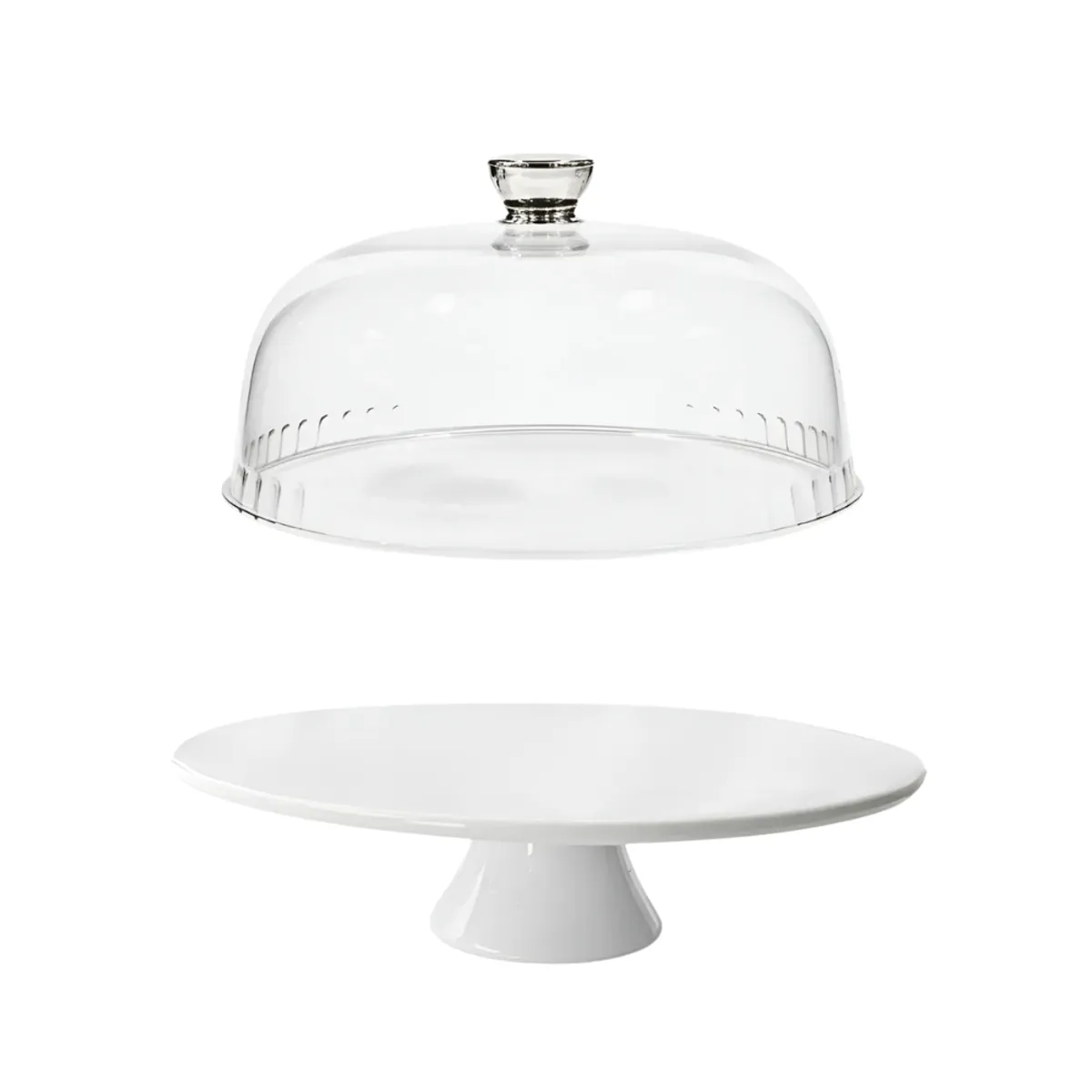 INSPIRA - Porta Torta Pedestal de Cerámica con Tapa de Acrílico 23 cm