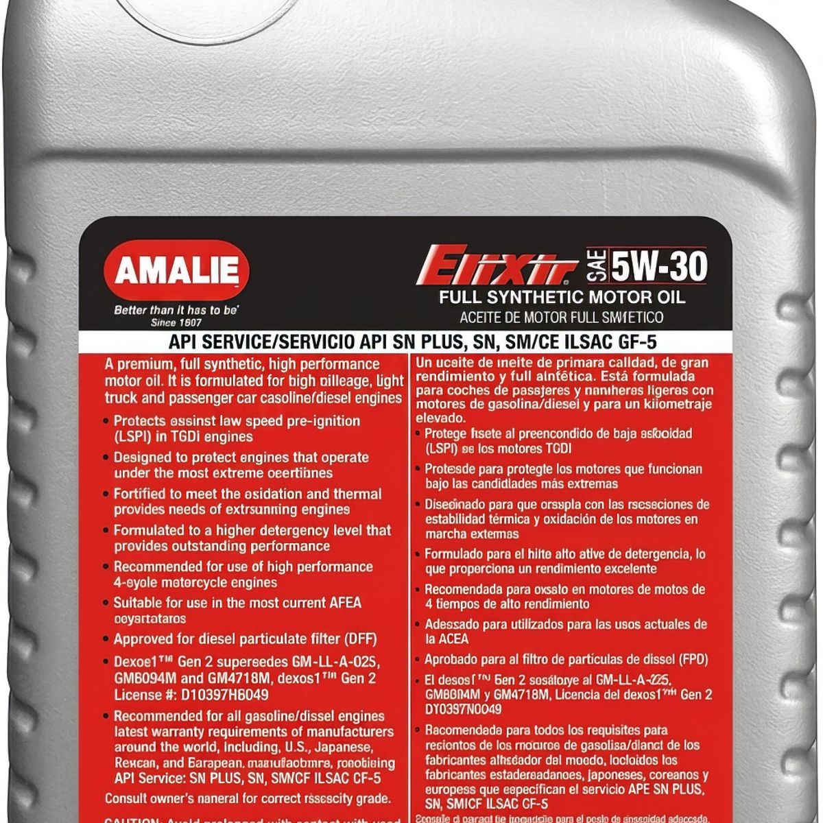 Aceite de Motor Full Elixir Sintetico Amalie 5-30W 1QT GENERICO ...