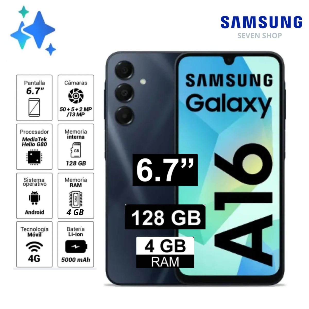 SAMSUNG - Samsung Galaxy A16 4G - 128GB 4GB - Negro