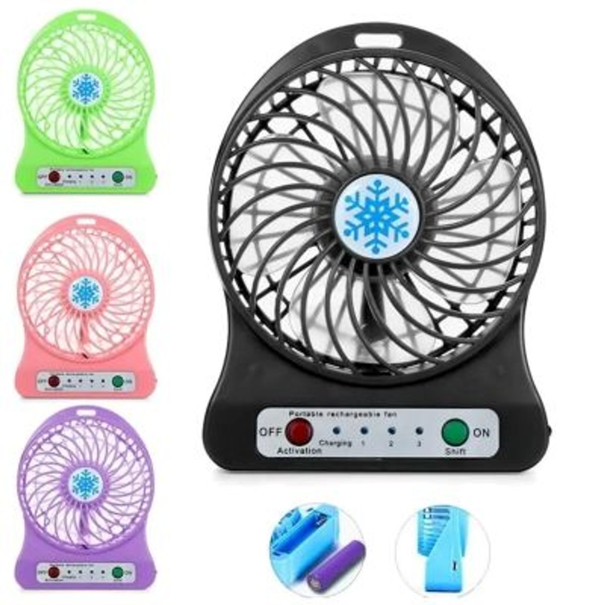 GENERICO - Mini Ventilador Recargable con Linterna Colores Variados