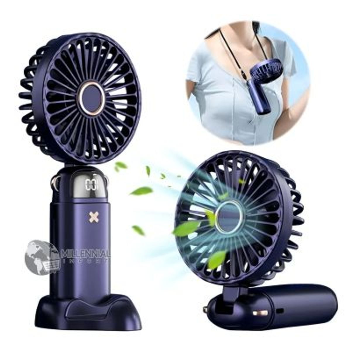 GENERICO - Mini Ventilador De Mano Recargable Con USB Con Base