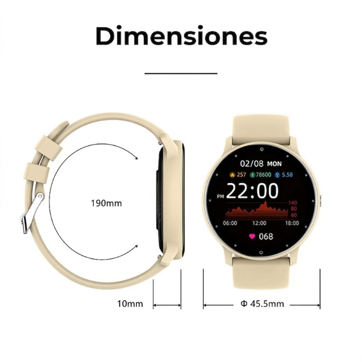 Reloj Inteligente Smartwatch ZL02 Redondo Recibe Llamadas Bluetooth Pulsera Fitness Hombre Mujer, marca AMBOS - Foto 2