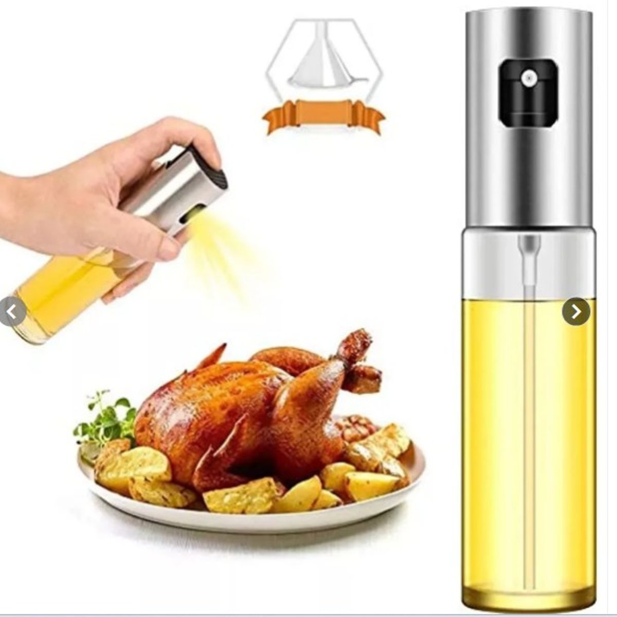 GENERICO - Aceitera Spray Acero Inoxidable Aceite Vinagre Pulverizador