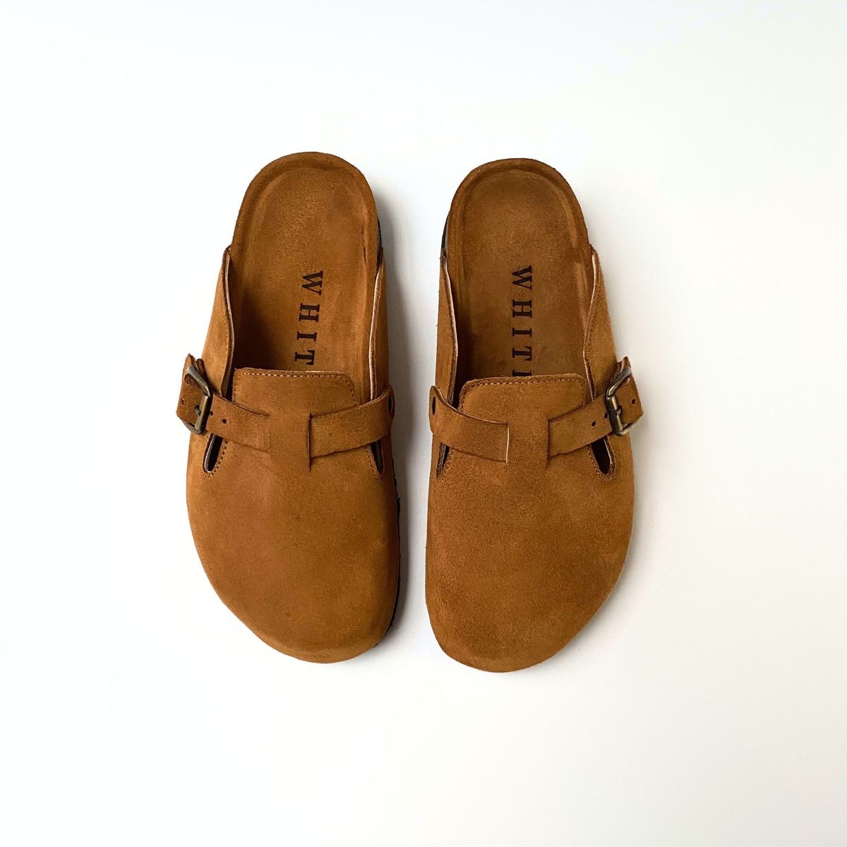 WHITE - Zuecos Chloe de cuero color Miel