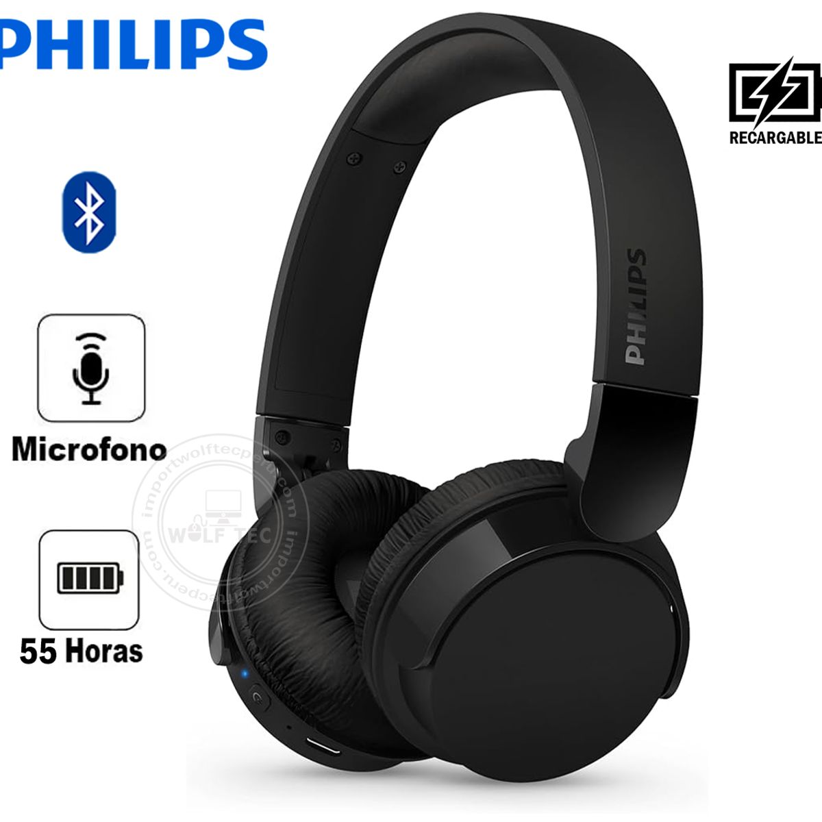 PHILIPS - AUDIFONO CMICROF PHILIPS TAH4209 BT 55H PLEGABLE FAST CHARGE BLACK