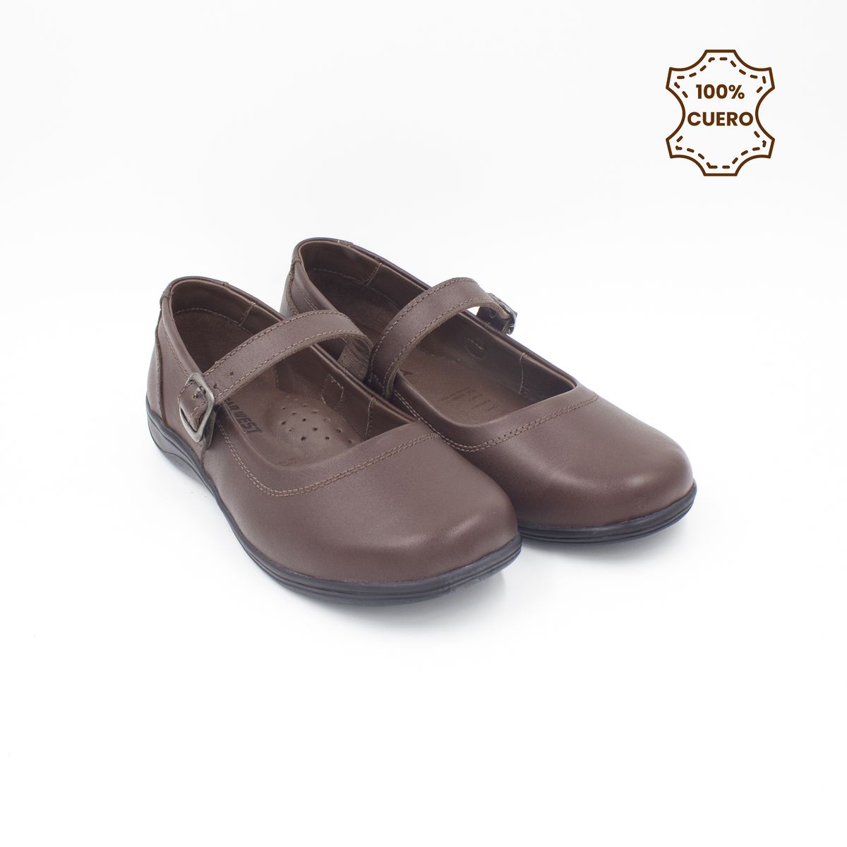 FAR WEST - Zapatos Escolares - Colegio Niña Abigail Cuero Marrón