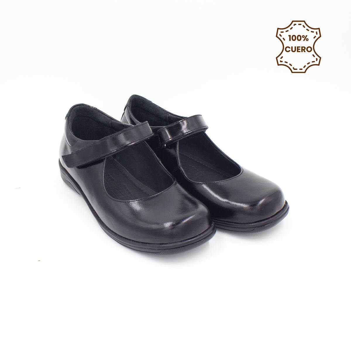 FAR WEST - Zapatos Escolares - Colegio Niña Charlotte Cuero Negro
