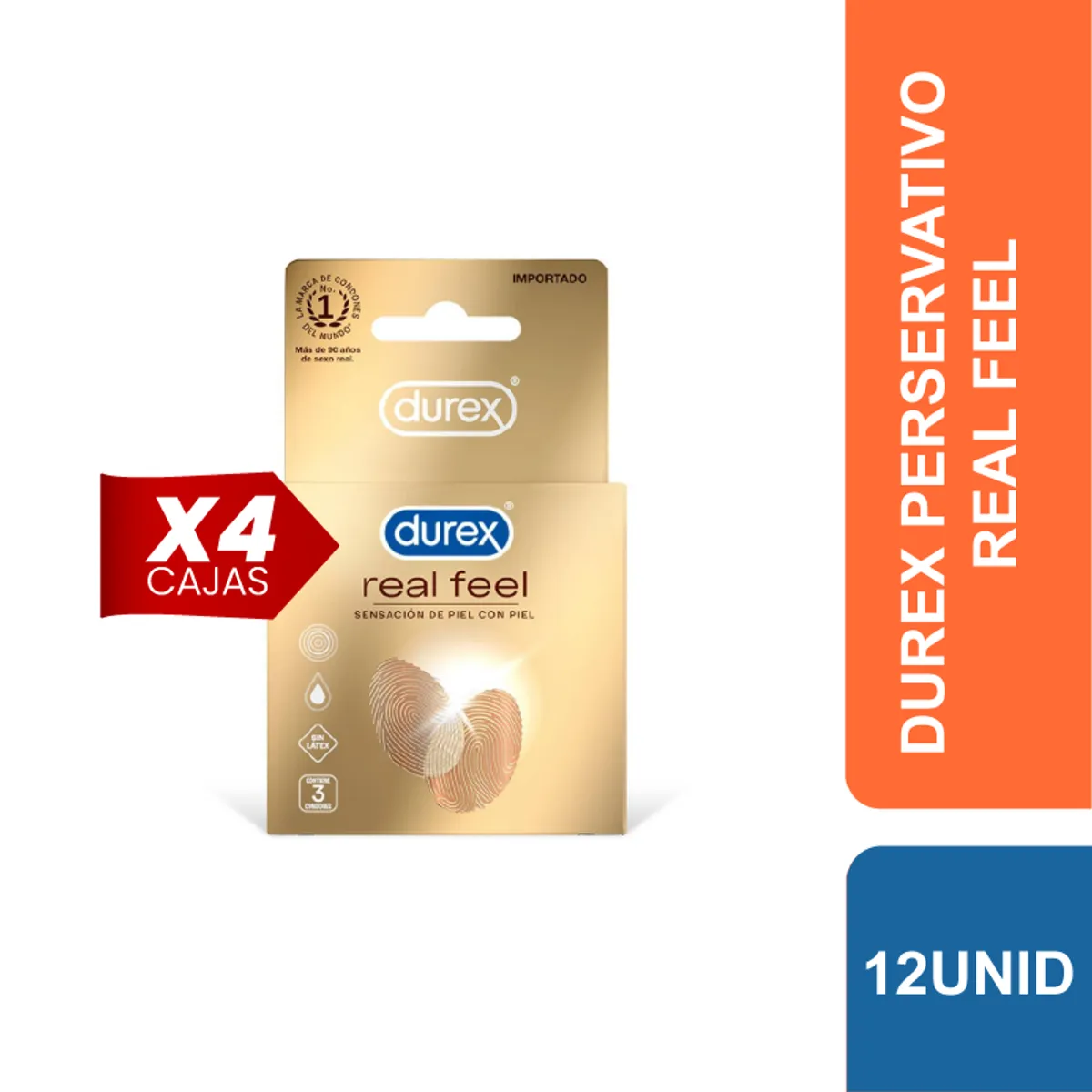DUREX - Preservativos Durex Real Feel Pack de 12 Condones
