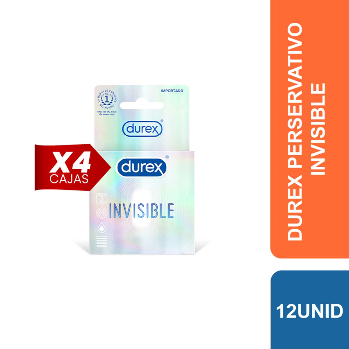DUREX - Preservativos Durex Invisible Pack de 12 Condones