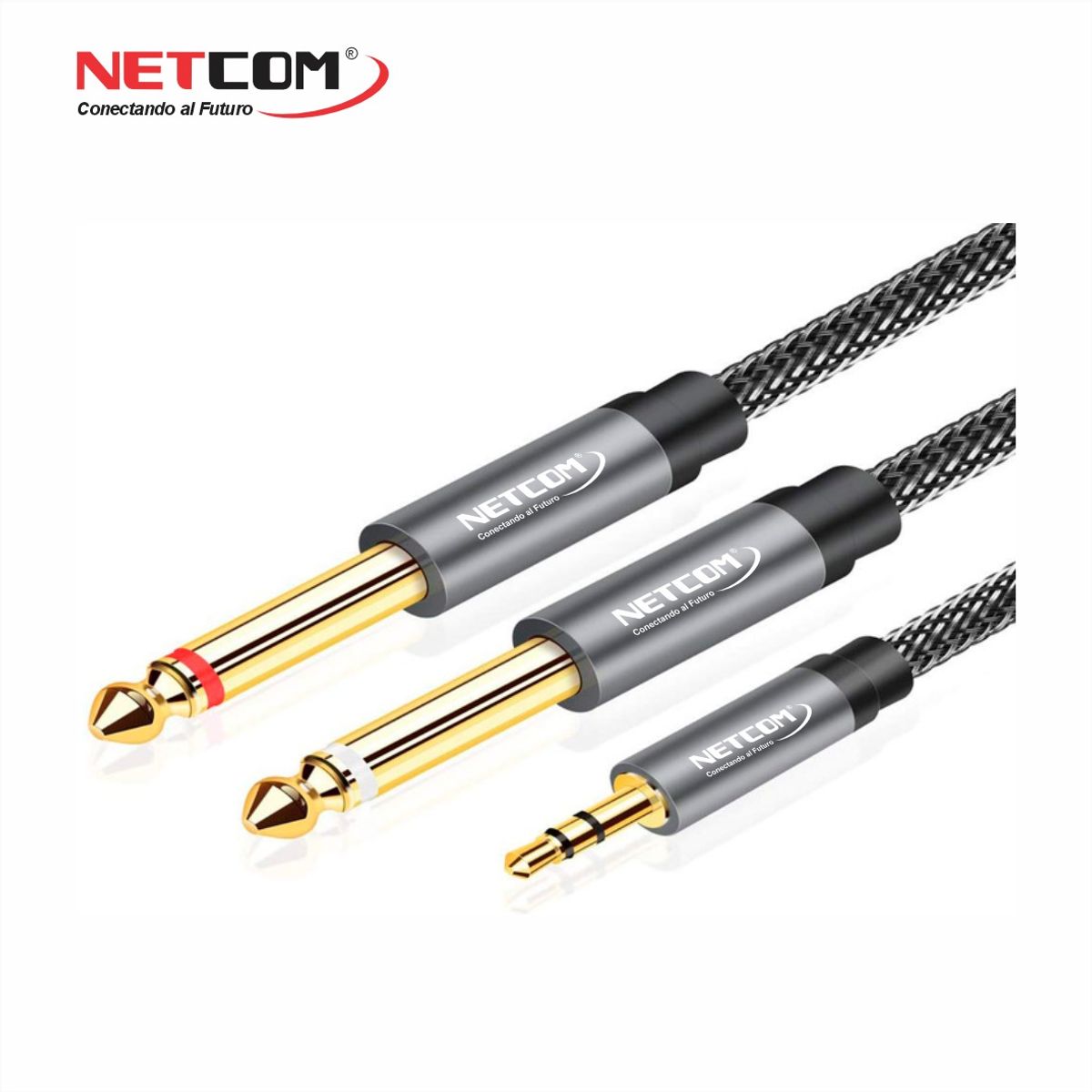 GENERICO - CABLE DE AUDIO 1 PLUG 3.5MM A 2 PLUG MONO 6.3MM DE 1.80 MTS - NETCOM