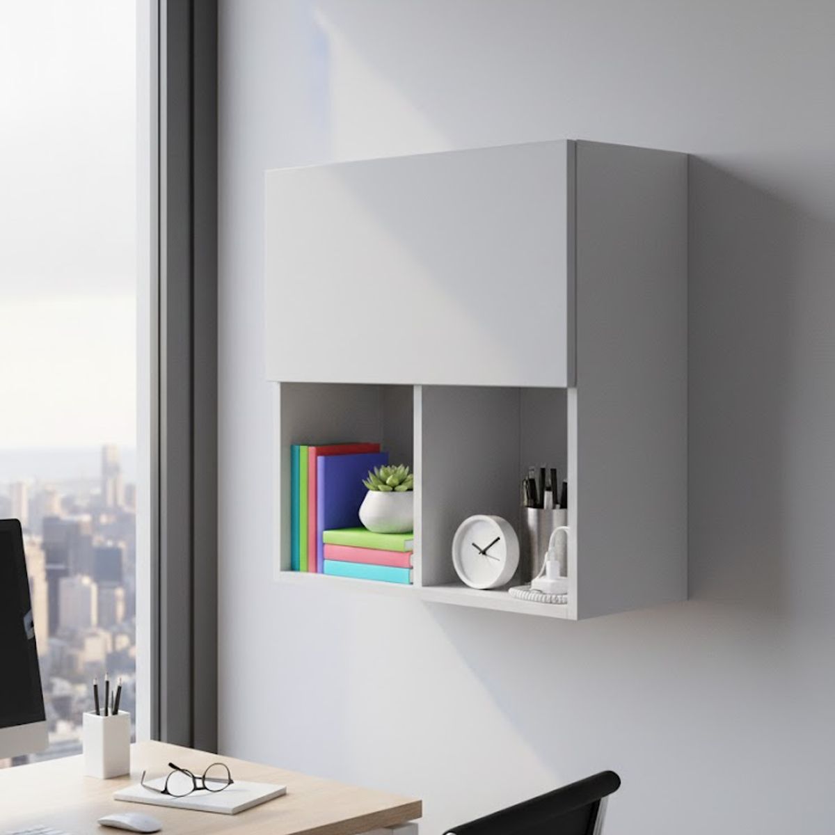 GENERICO - Librero flotante de melamina Blanco