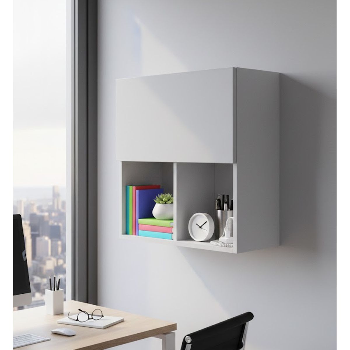 GENERICO - Librero flotante de melamina Blanco